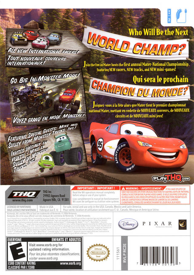 Cars: Mater-National Championship - Nintendo Wii [Pre-Owned] Video Games THQ   