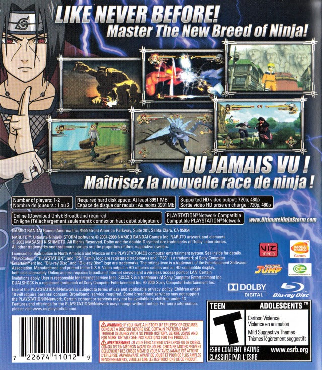 Naruto: Ultimate Ninja Storm - (PS3) PlayStation 3 [Pre-Owned] Video Games Namco Bandai Games   