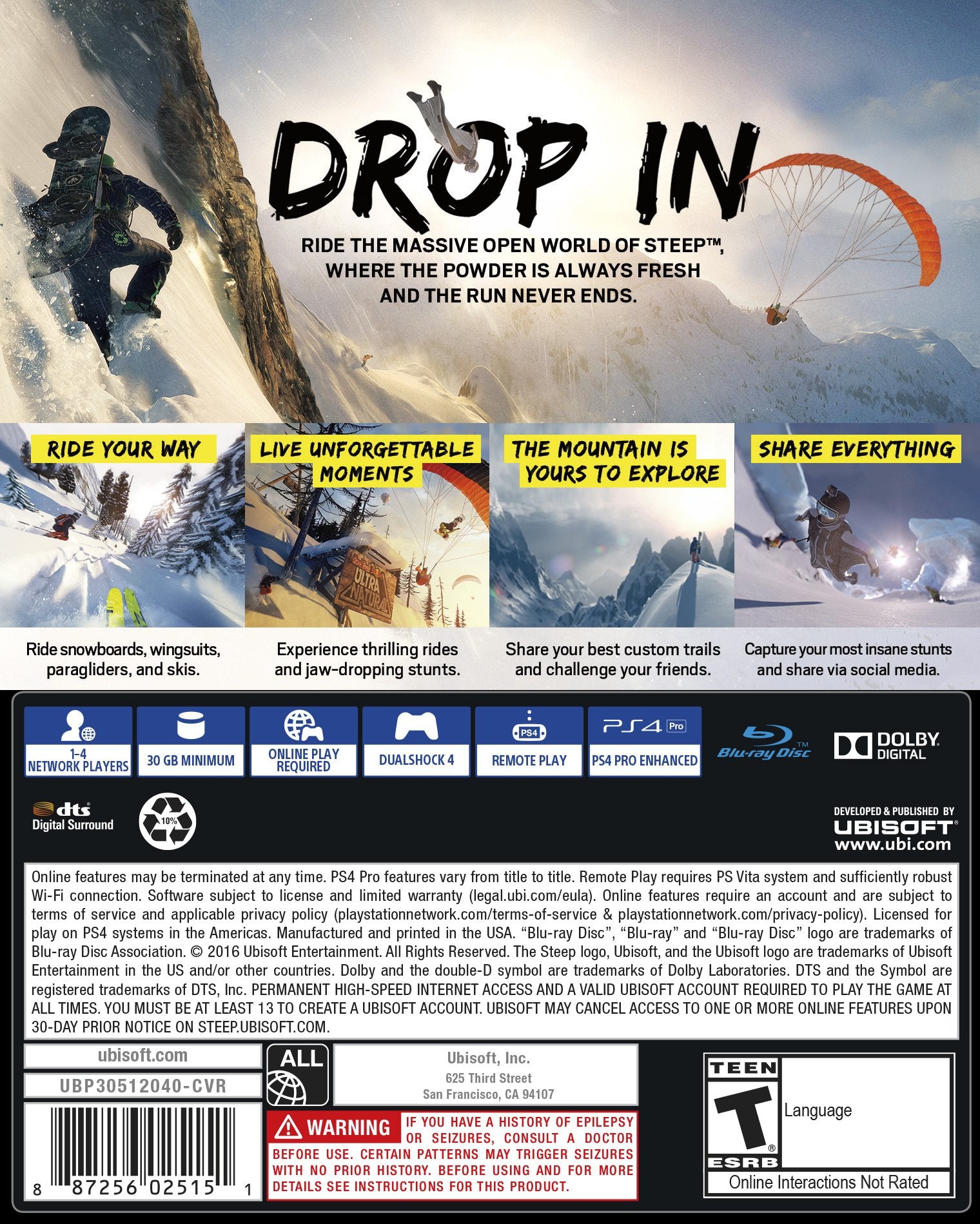 Steep - (PS4) PlayStation 4 [Pre-Owned] Video Games Ubisoft   