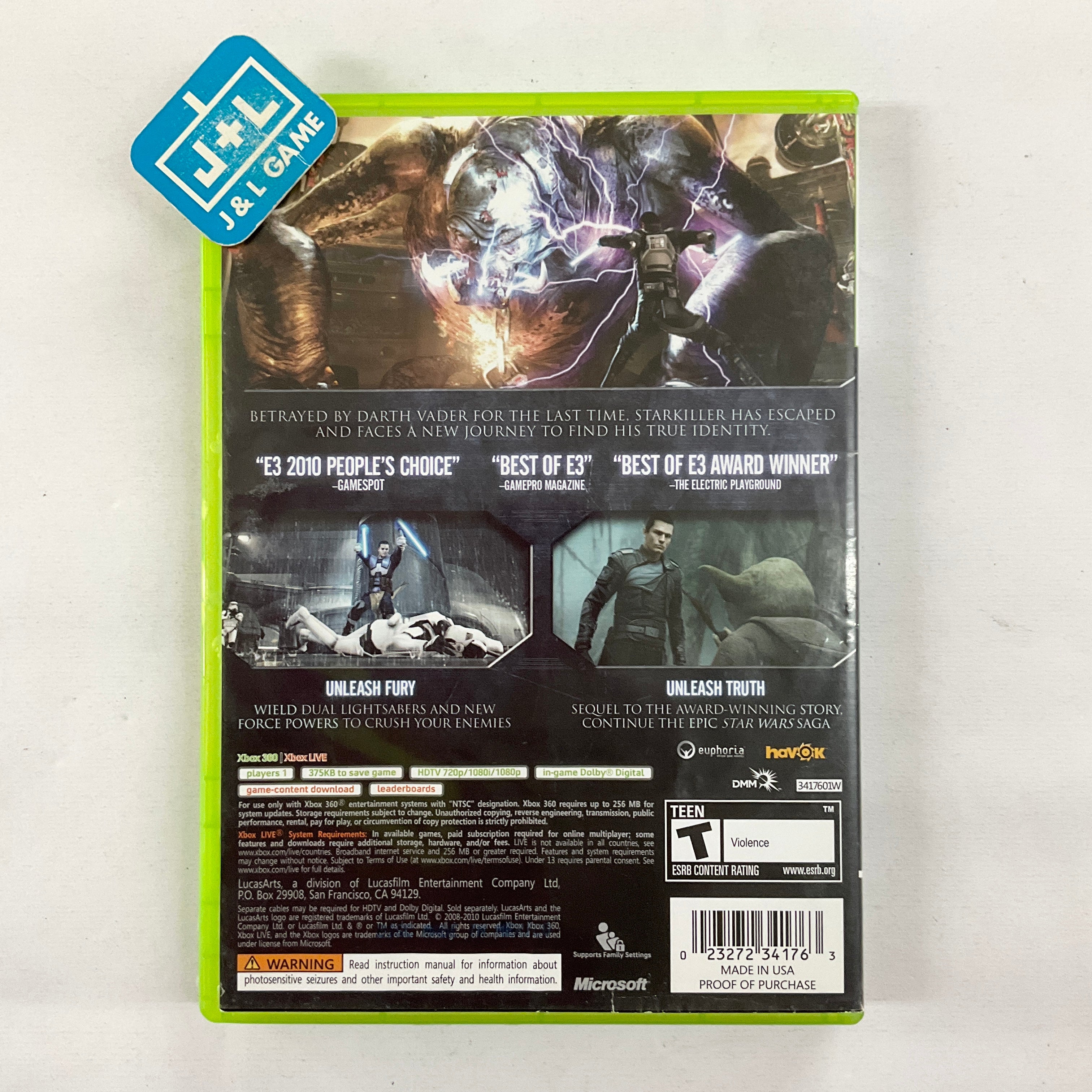 Star Wars: The Force Unleashed II (with Mini-Hint Guide) - Xbox 360 [Pre-Owned] Video Games LucasArts   