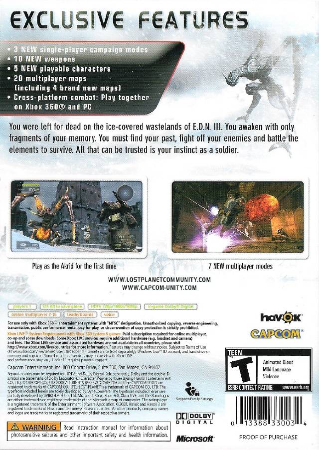 Lost Planet: Extreme Condition Colonies Edition (Platinum Hits) - Xbox 360 [Pre-Owned] Video Games Capcom   