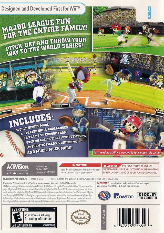 Little League World Series Baseball '08 - Nintendo Wii [Pre-Owned] Video Games ACTIVISION   