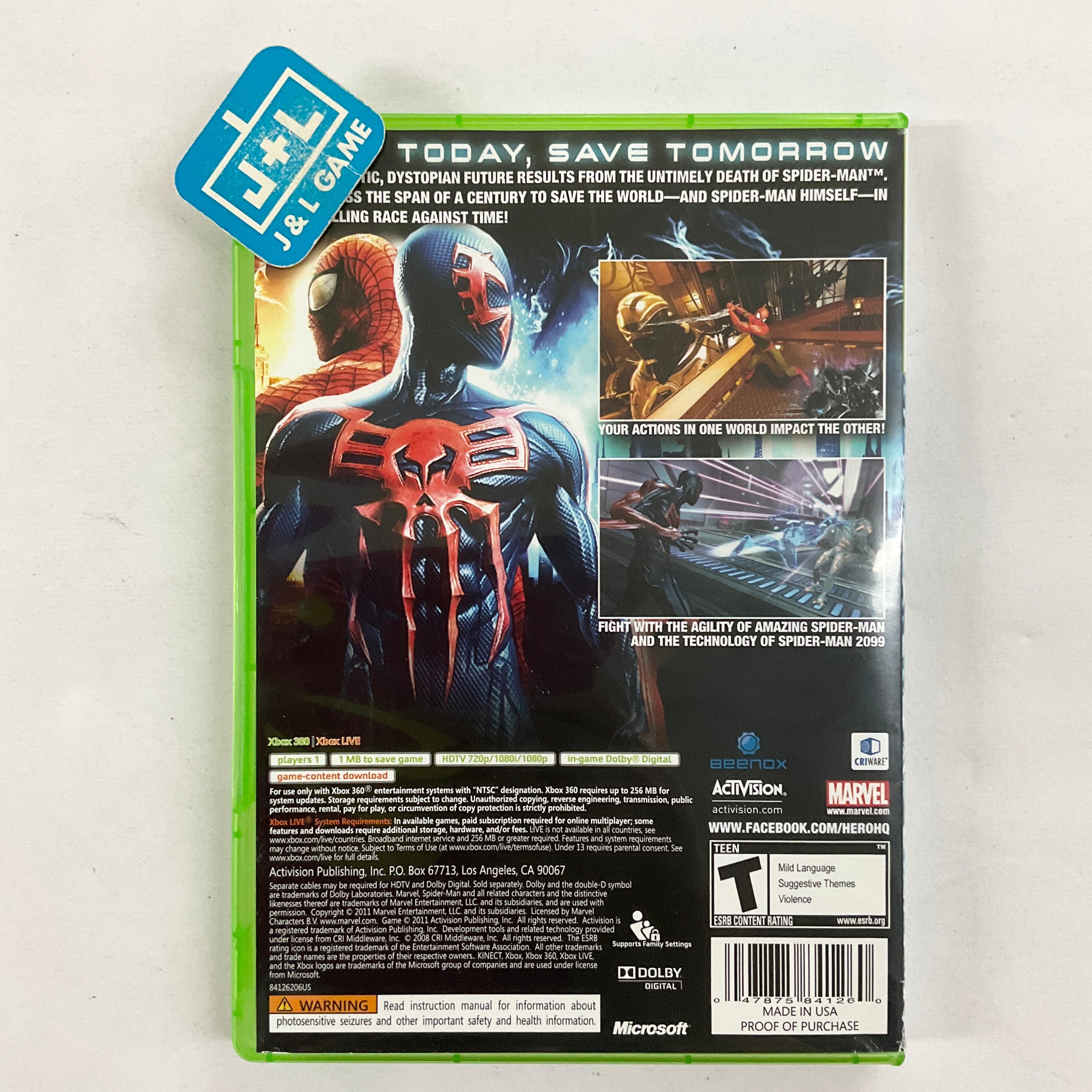 Spider-man: The Edge of Time - Xbox 360 [Pre-Owned] Video Games Activision   