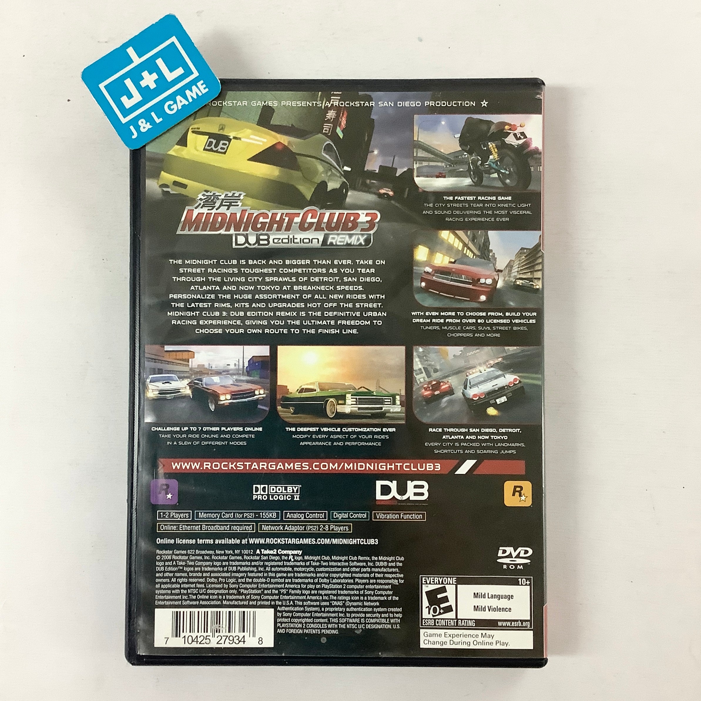 Midnight Club 3: DUB Edition Remix (Greatest Hits) - (PS2) PlayStation 2 [Pre-Owned] Video Games Rockstar Games   