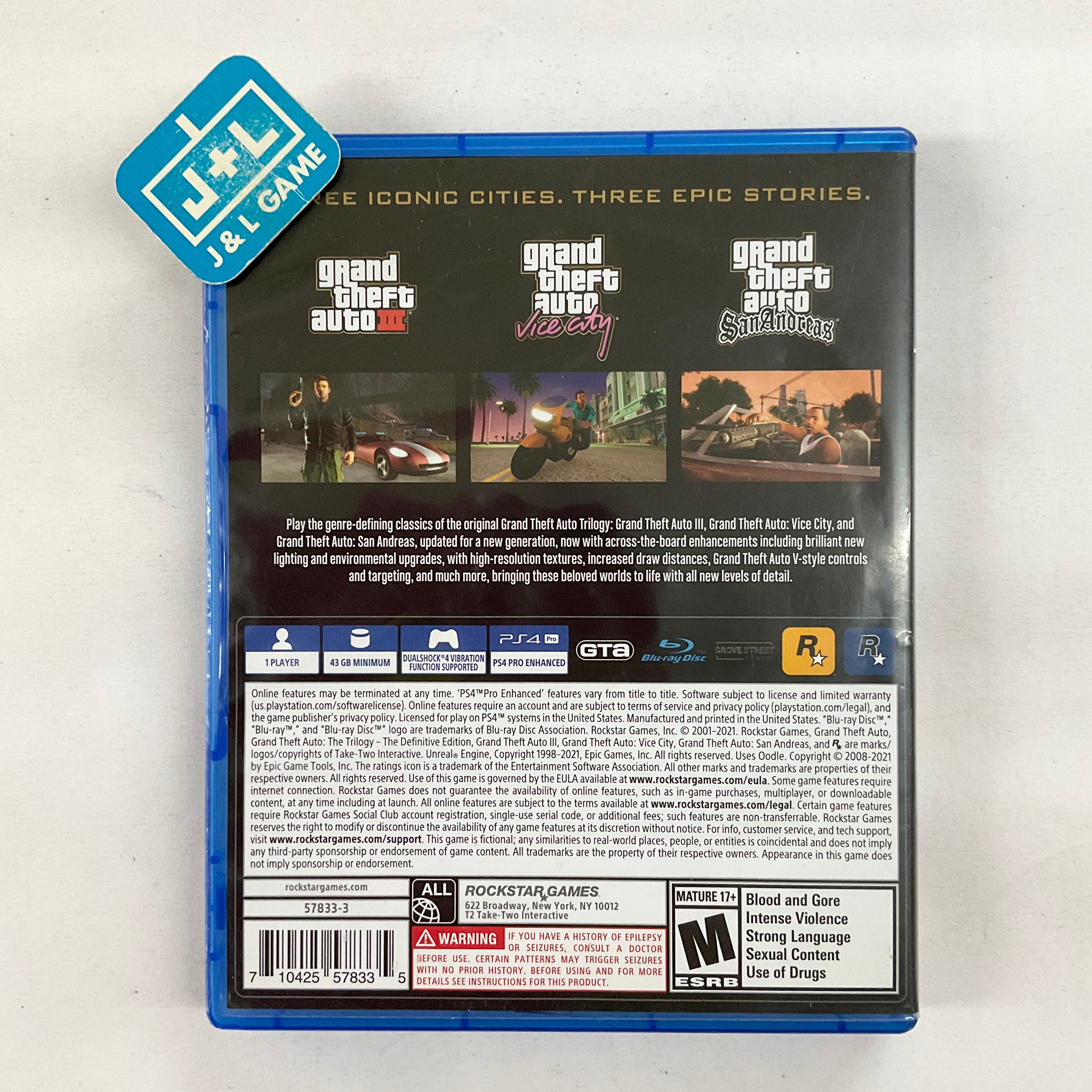 Grand Theft Auto: The Trilogy- The Definitive Edition - (PS4) PlayStation 4 [Pre-Owned] Video Games Rockstar Games   