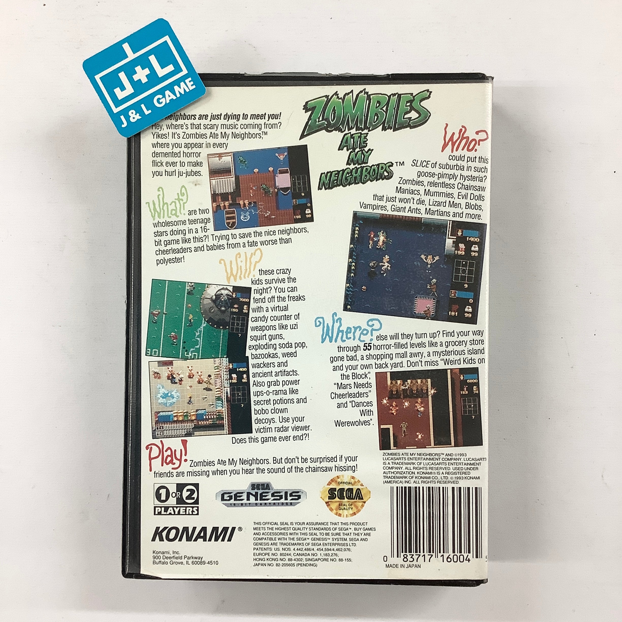 Zombies Ate My Neighbors - (SG) SEGA Genesis [Pre-Owned] Video Games Konami   