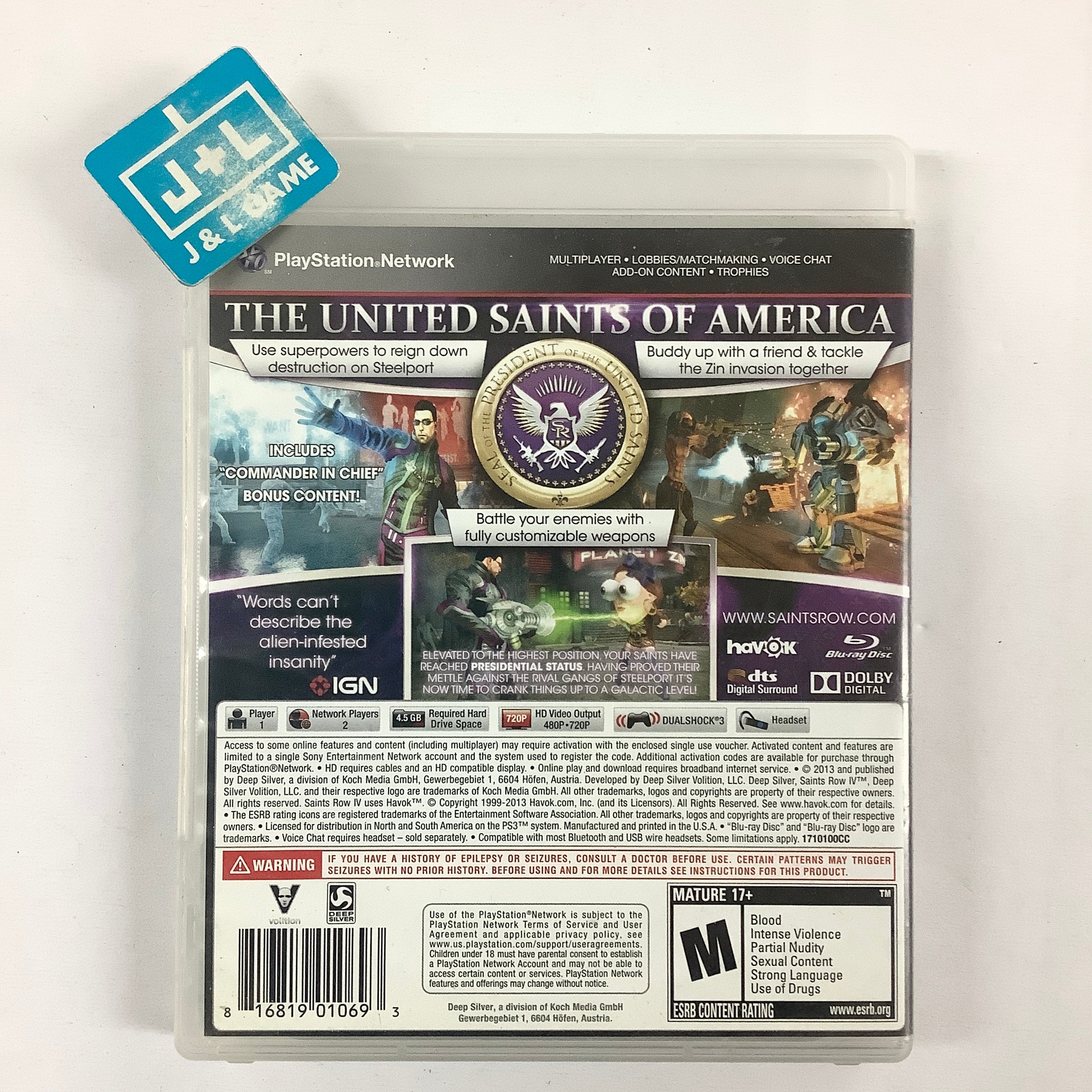 Saints Row IV (Commander in Chief Edition) - (PS3) PlayStation 3 [Pre-Owned] Video Games THQ   