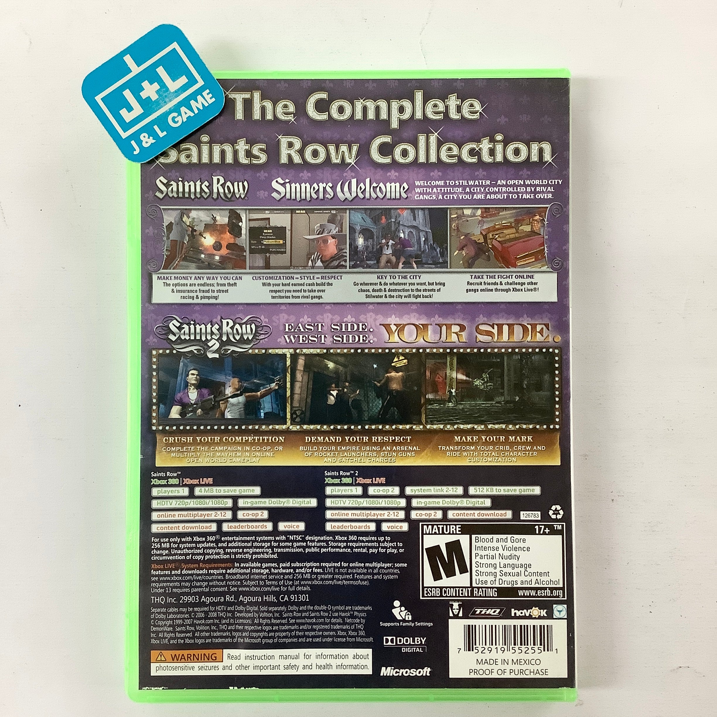 Saints Row Double Pack: Saints Row & Saints Row 2 (Platinum Hits) - Xbox 360 [Pre-Owned] Video Games THQ   