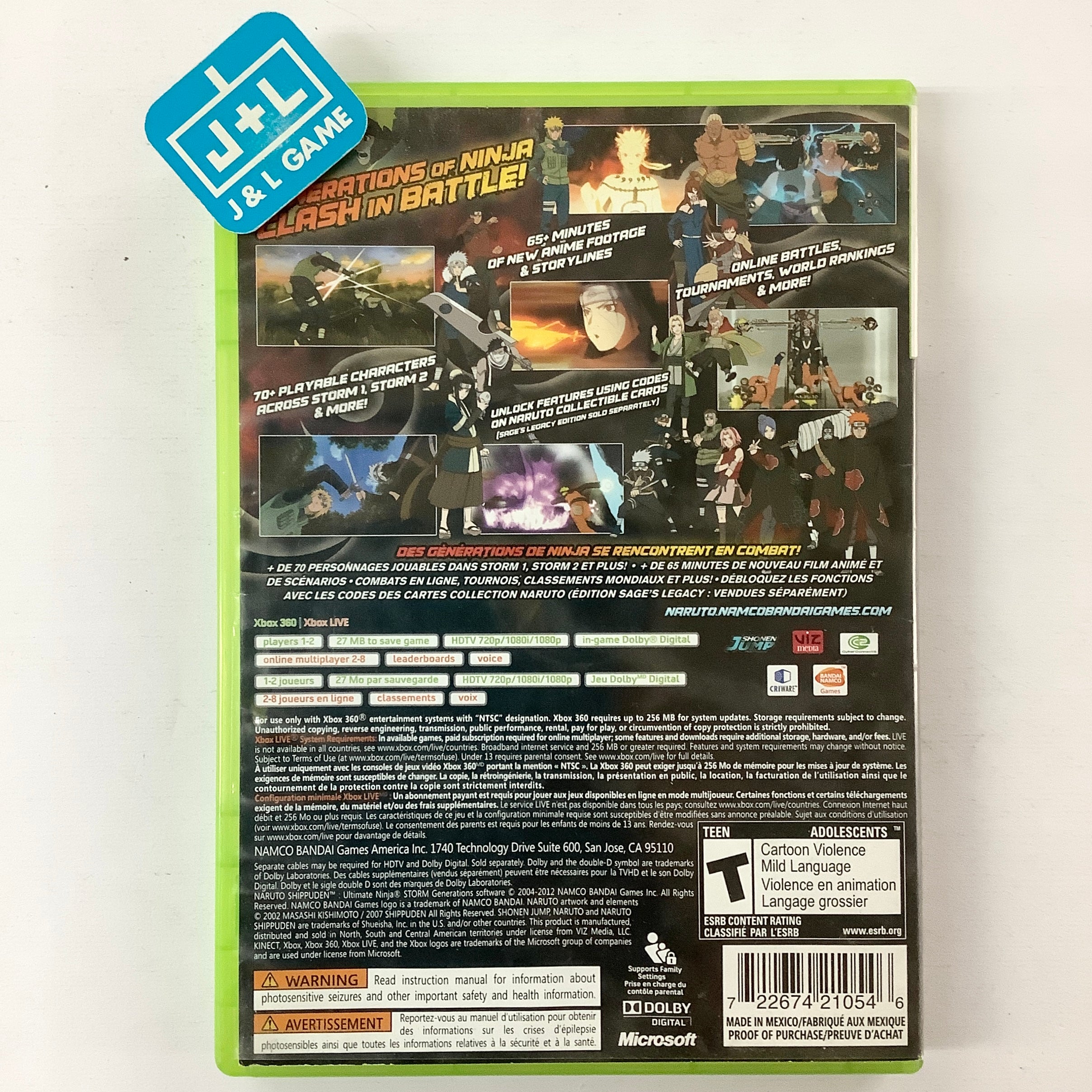 Naruto Shippuden: Ultimate Ninja Storm Generations - Xbox 360 [Pre-Owned] Video Games Namco Bandai Games   