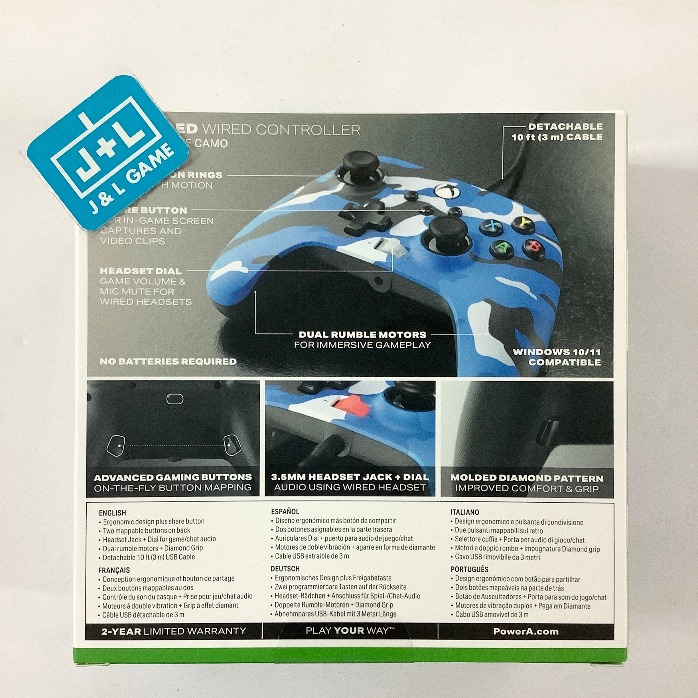 PowerA Enhanced Wired Controller (Blue Camo) - (XSX) Xbox Series X Accessories PowerA   