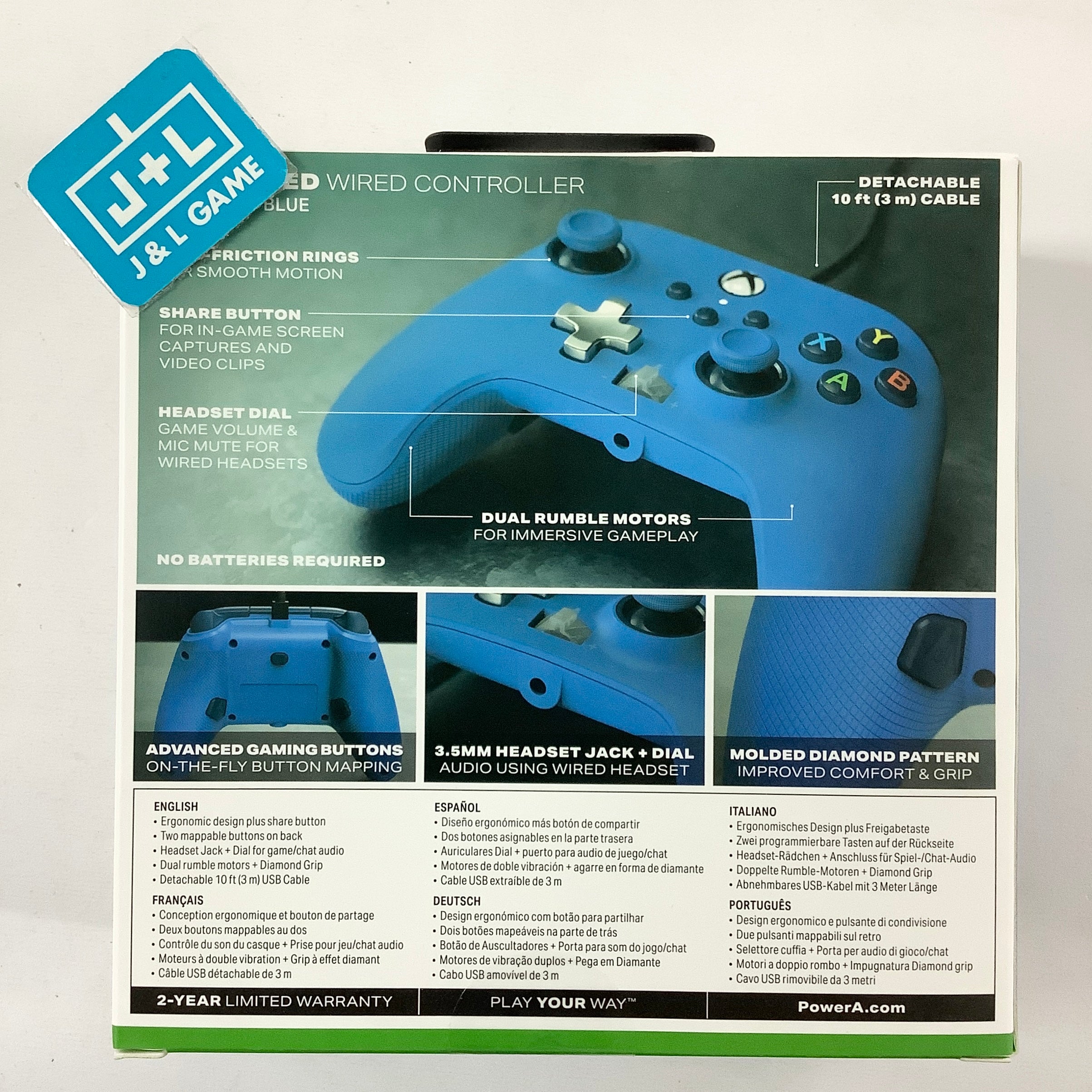 PowerA Enhanced Wired Controller (Blue) - (XSX) Xbox Series X Video Games PowerA   