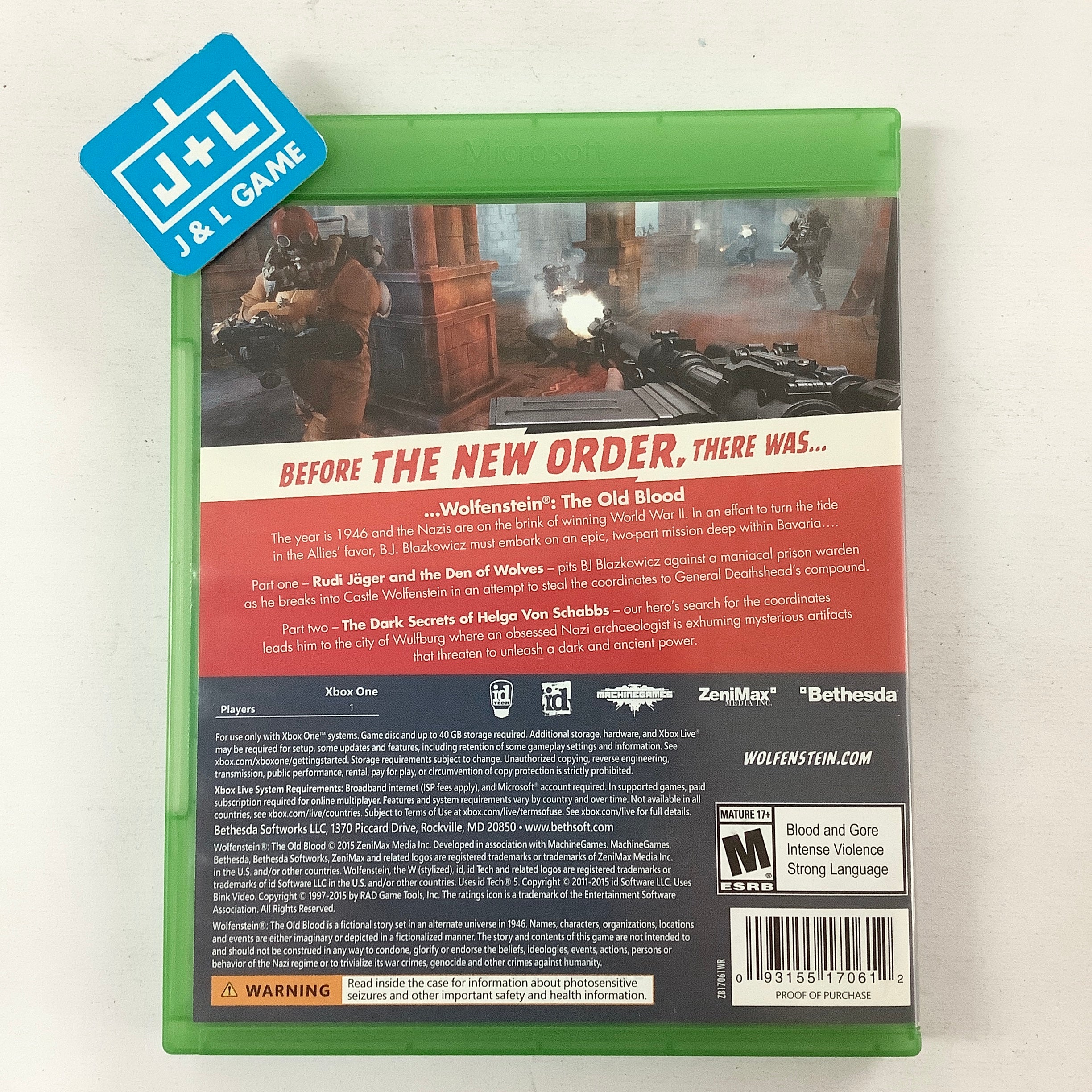 Wolfenstein: The Old Blood - (XB1) Xbox One [Pre-Owned] Video Games Bethesda Softworks   