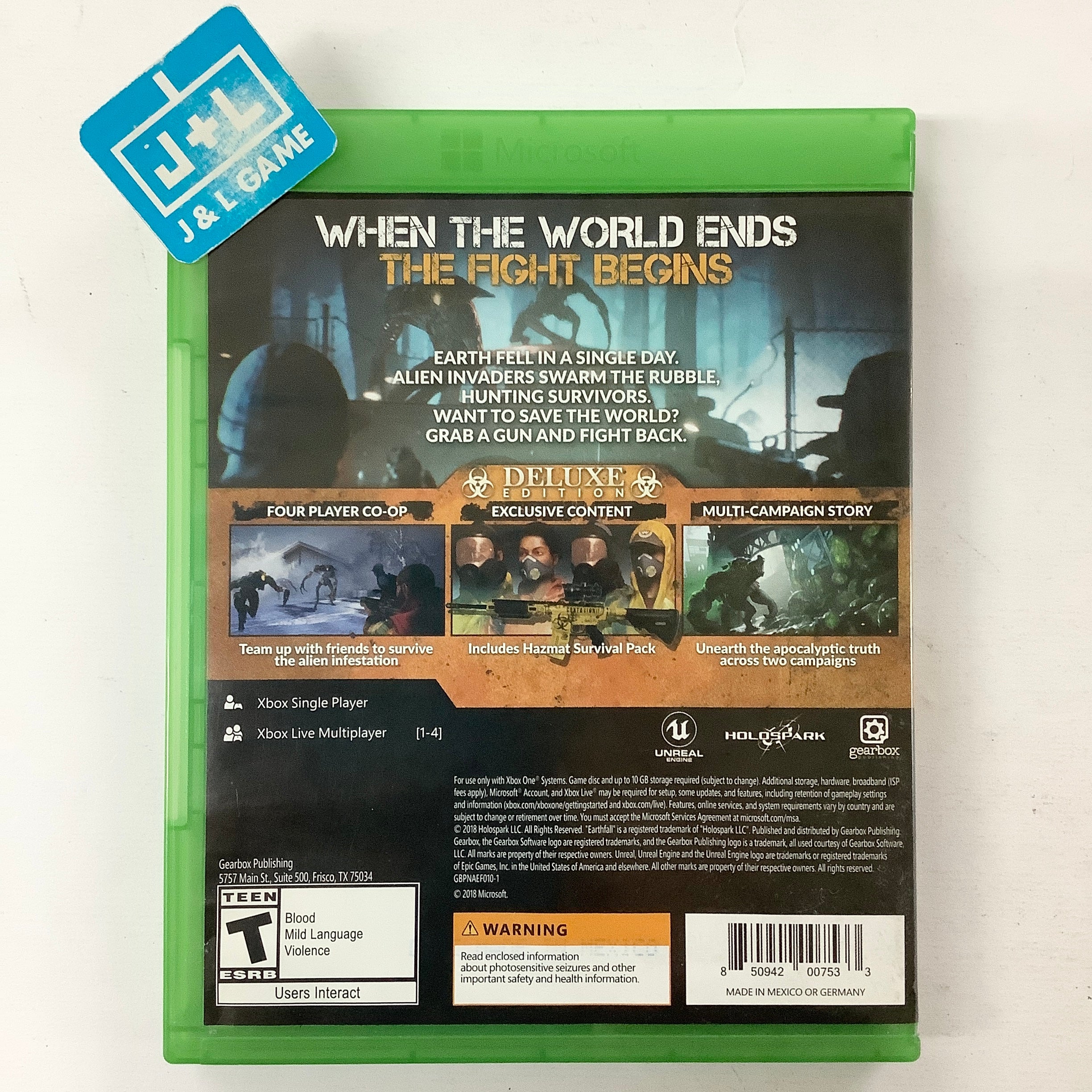 Earthfall: Deluxe Edition - (XB1) Xbox One [Pre-Owned] Video Games Gearbox Publishing   