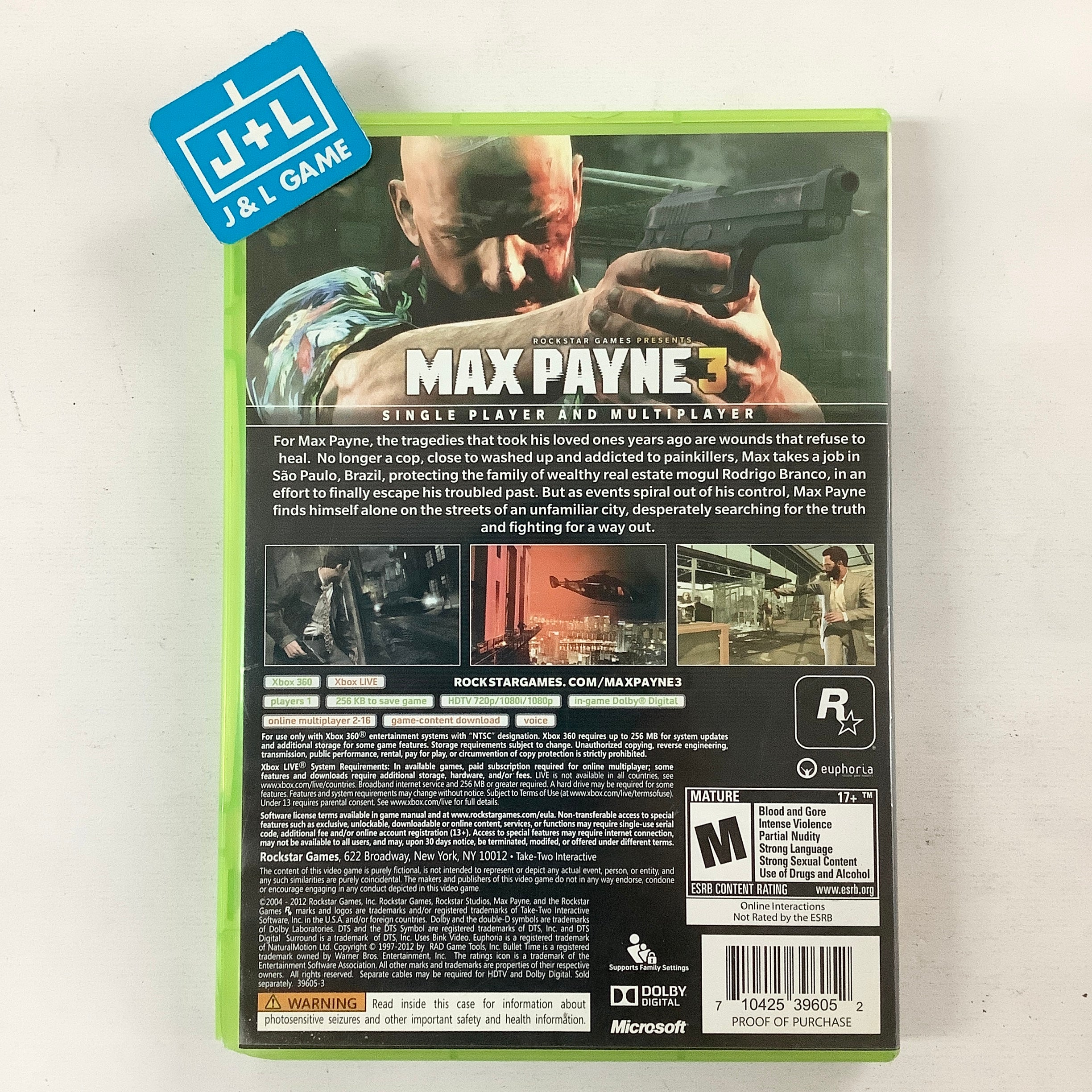 Max Payne 3 - Xbox 360 [Pre-Owned] Video Games Rockstar Games   