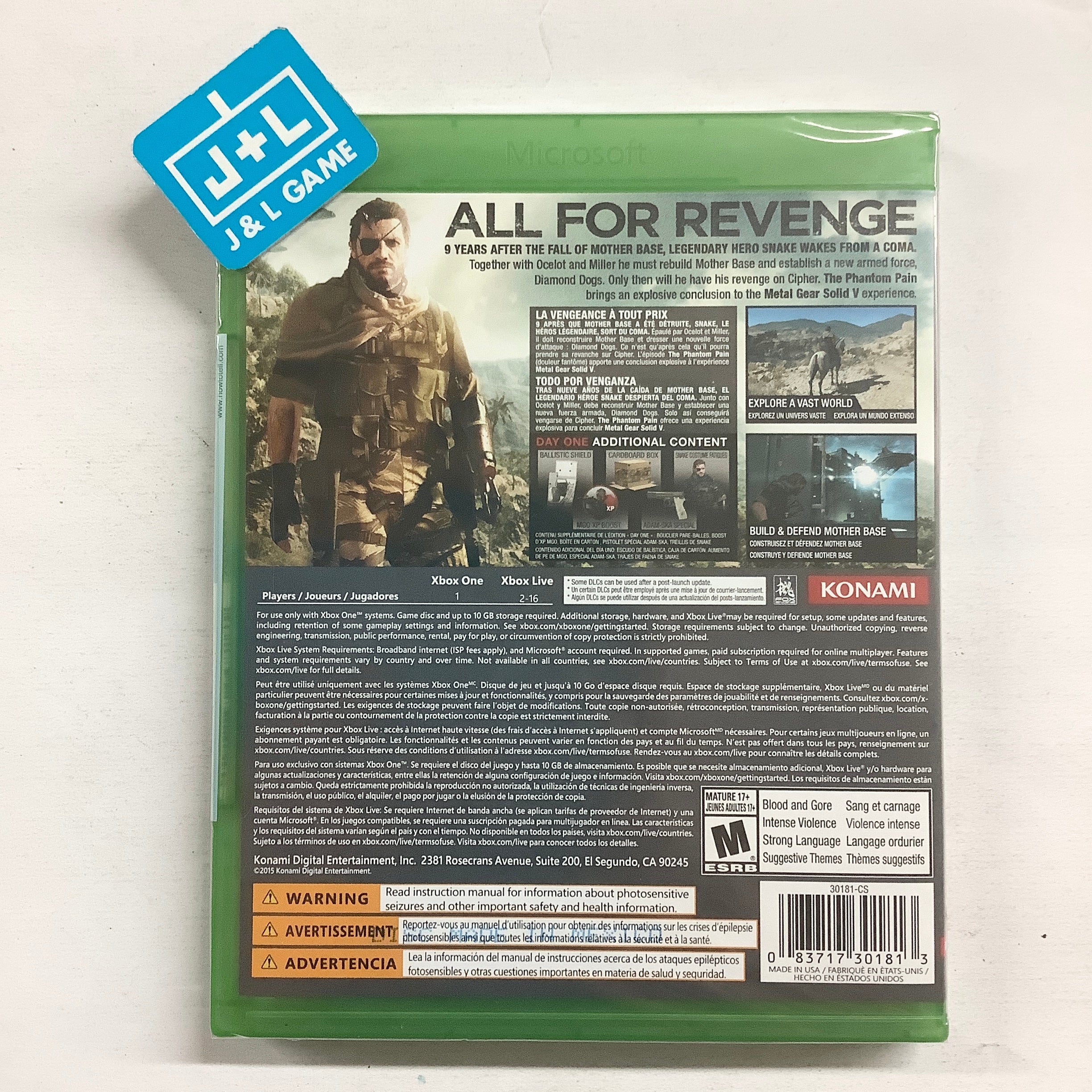 Metal Gear Solid V: The Phantom Pain (Day One Edition) - (XB1) Xbox One Video Games Konami   