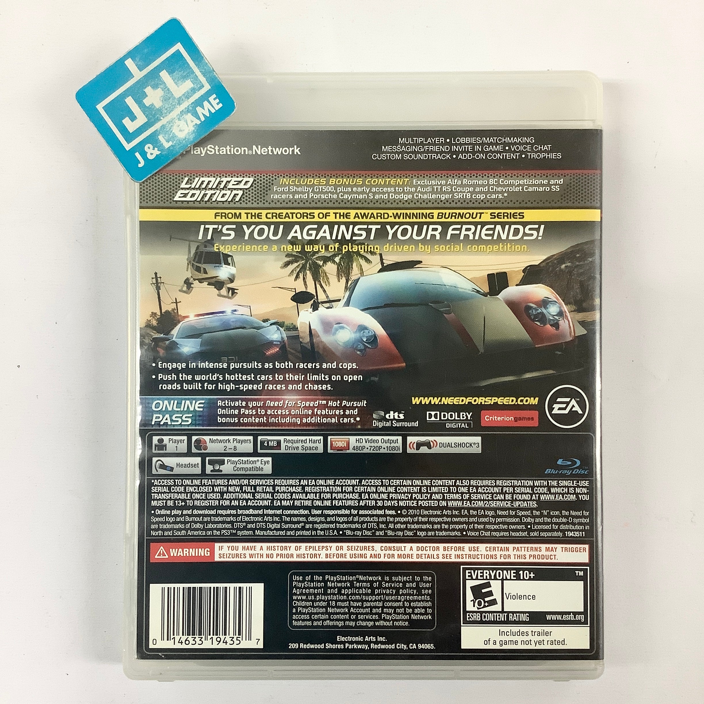 Need for Speed: Hot Pursuit (Limited Edition) - (PS3) PlayStation 3 [Pre-Owned] Video Games Electronic Arts   