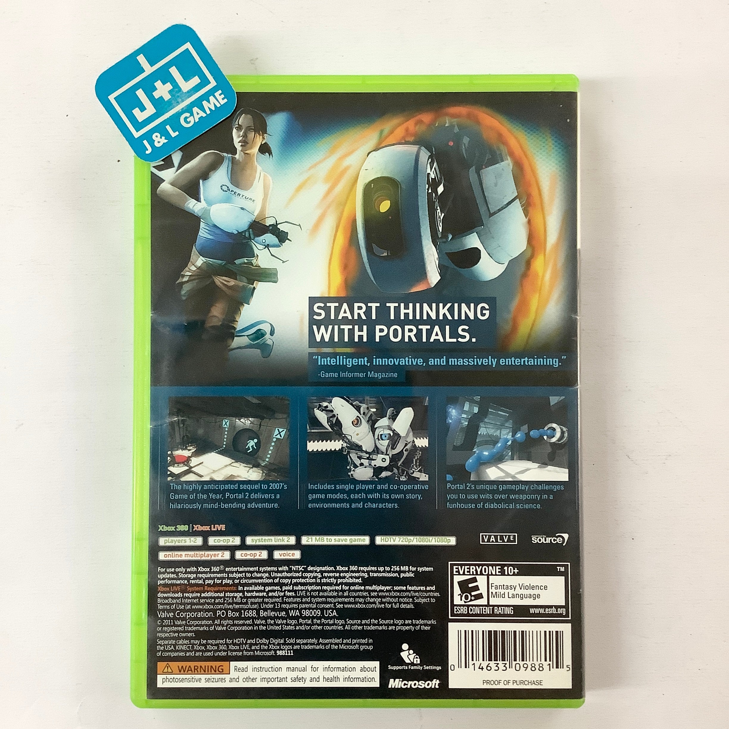 Portal 2 - Xbox 360 [Pre-Owned] Video Games Valve Software   