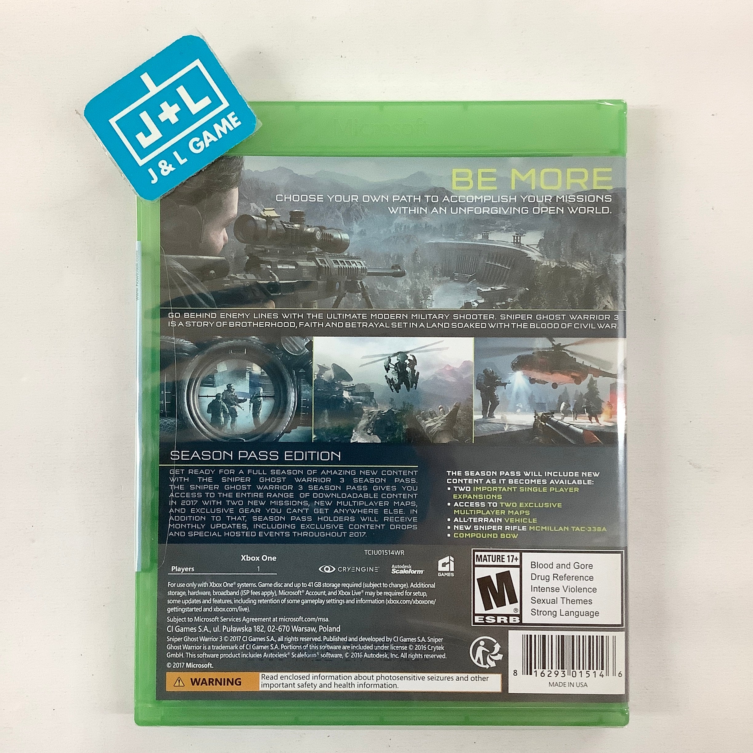 Sniper: Ghost Warrior 3 (Season Pass Edition) - (XB1) Xbox One Video Games City Interactive   