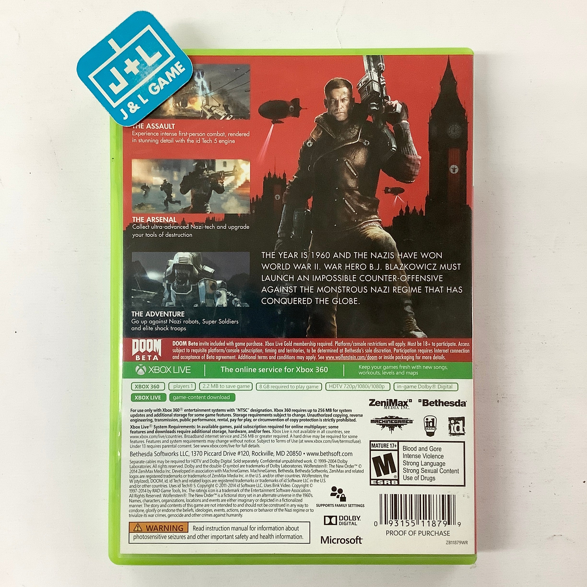 Wolfenstein: The New Order - Xbox 360 [Pre-Owned] Video Games Bethesda Softworks   