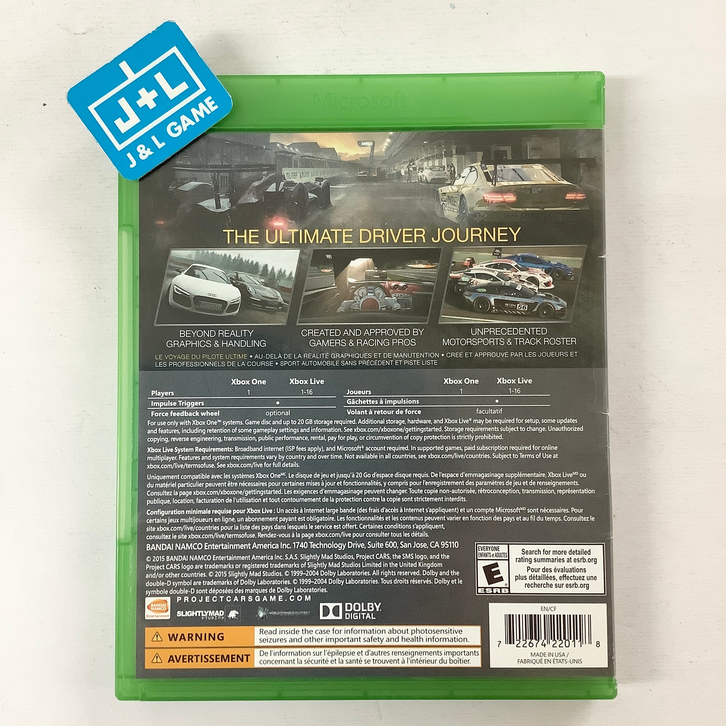 Project CARS - (XB1) Xbox One [Pre-Owned] Video Games BANDAI NAMCO Entertainment   