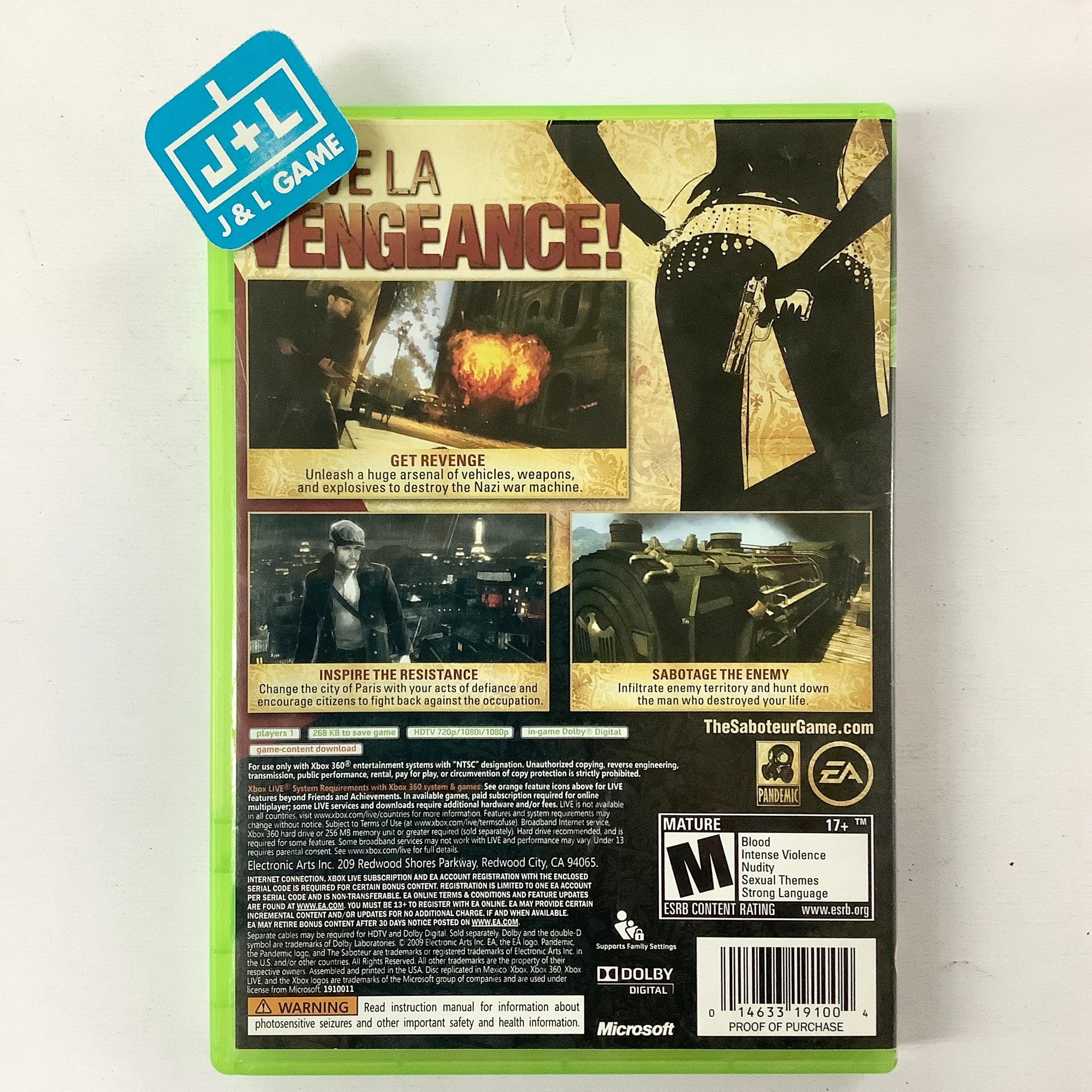 The Saboteur - Xbox 360 [Pre-Owned] Video Games Electronic Arts   