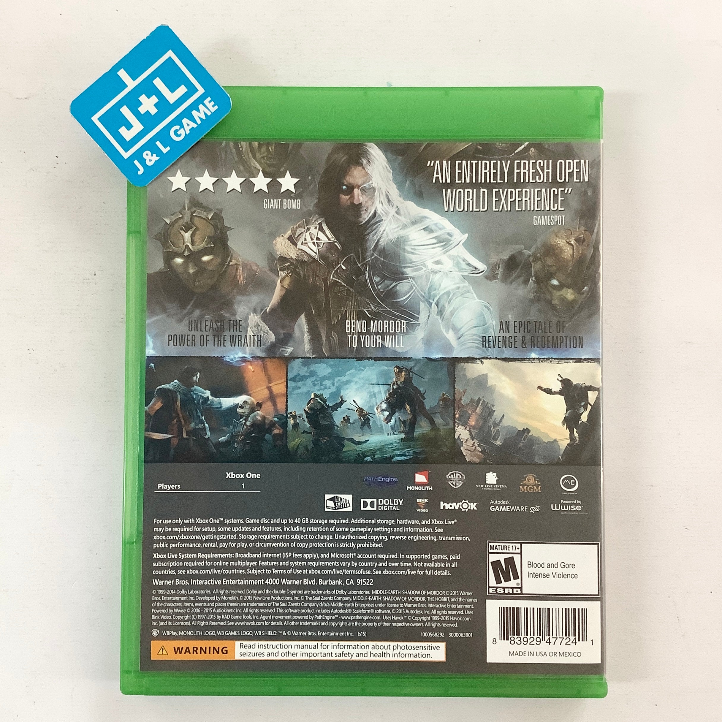 Middle-Earth: Shadow of Mordor (Game of the Year Edition) - (XB1) Xbox One [Pre-Owned] Video Games Warner Bros. Interactive Entertainment   