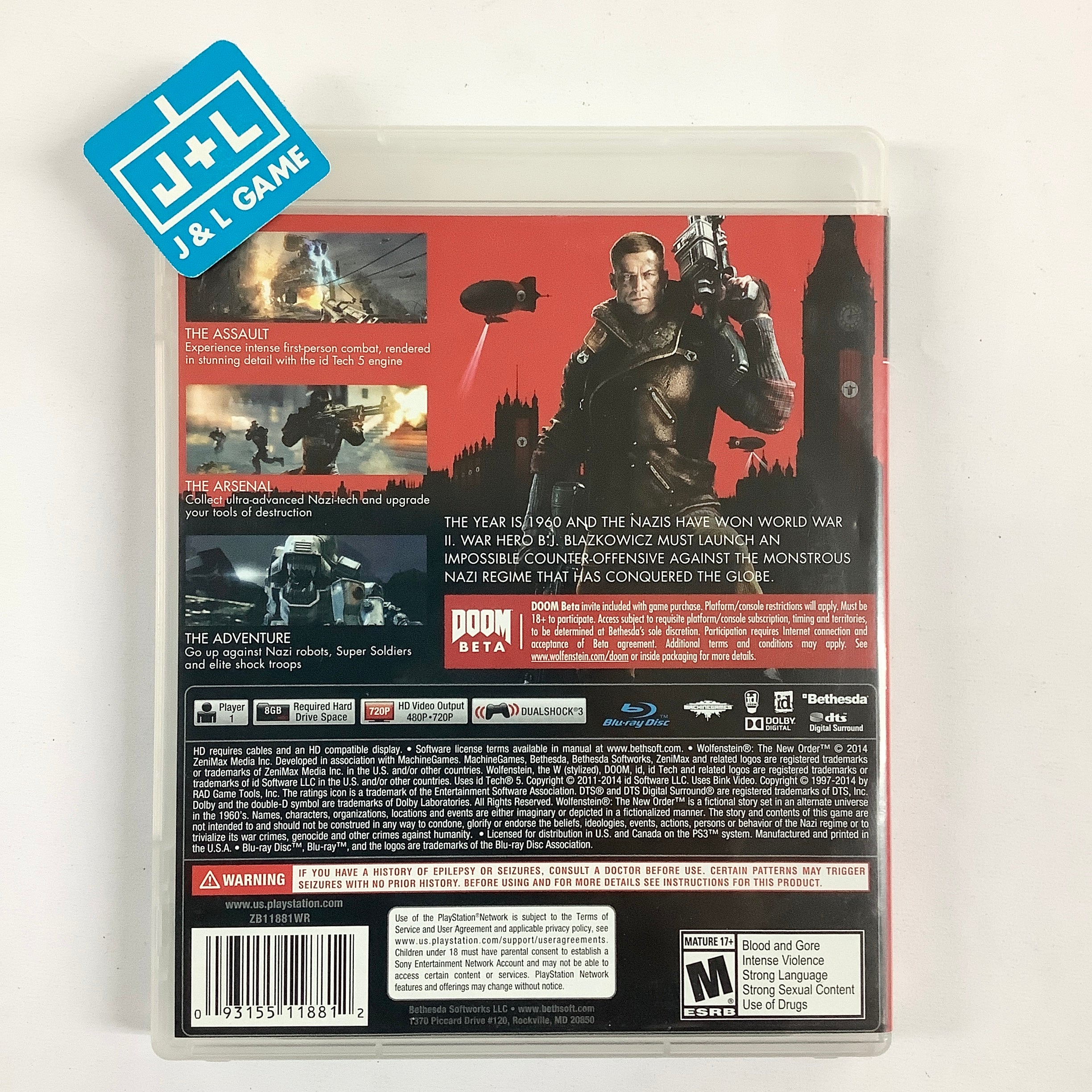 Wolfenstein: The New Order - (PS3) PlayStation 3 [Pre-Owned] Video Games Bethesda Softworks   