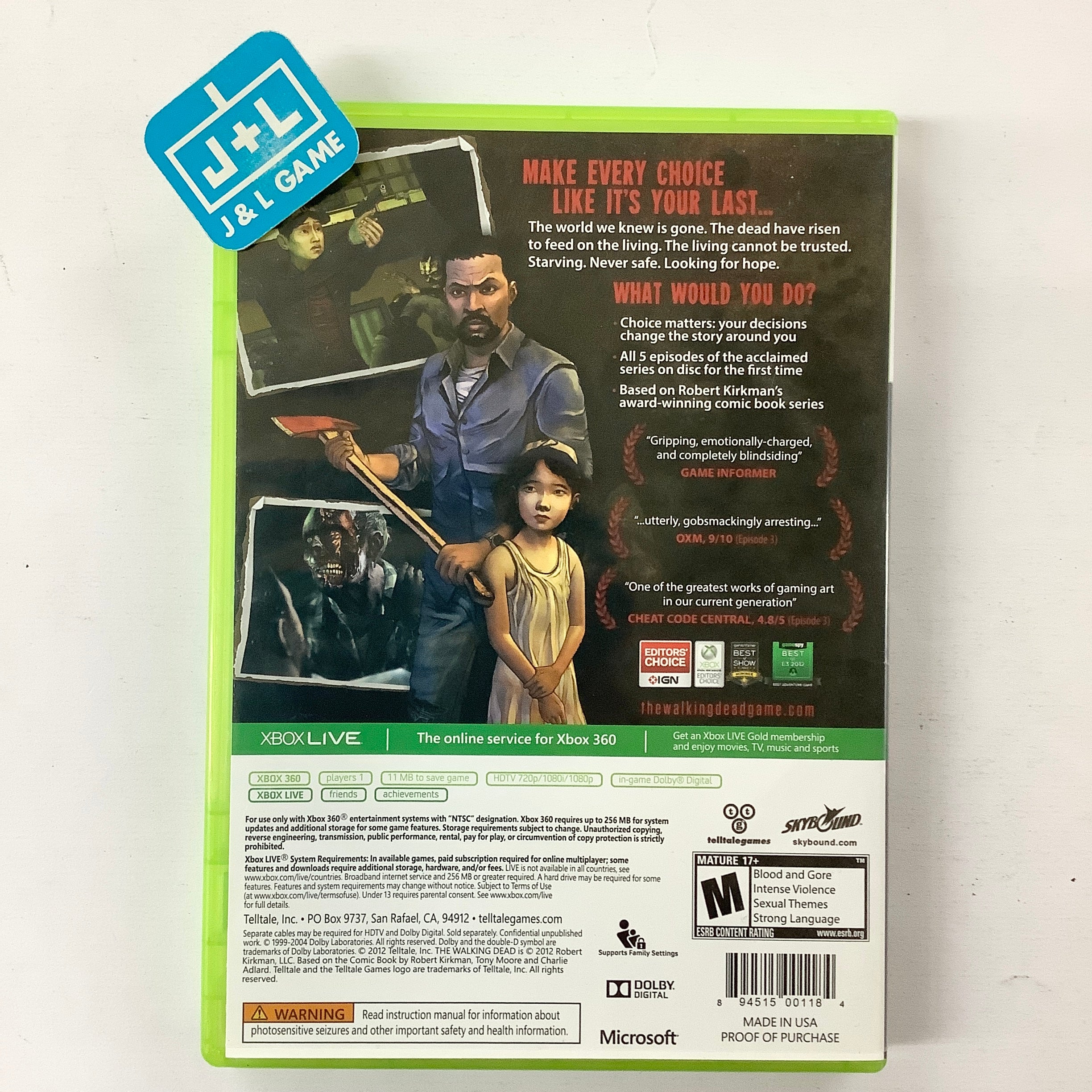 The Walking Dead: A Telltale Games Series - Xbox 360 [Pre-Owned] Video Games Telltale Games   