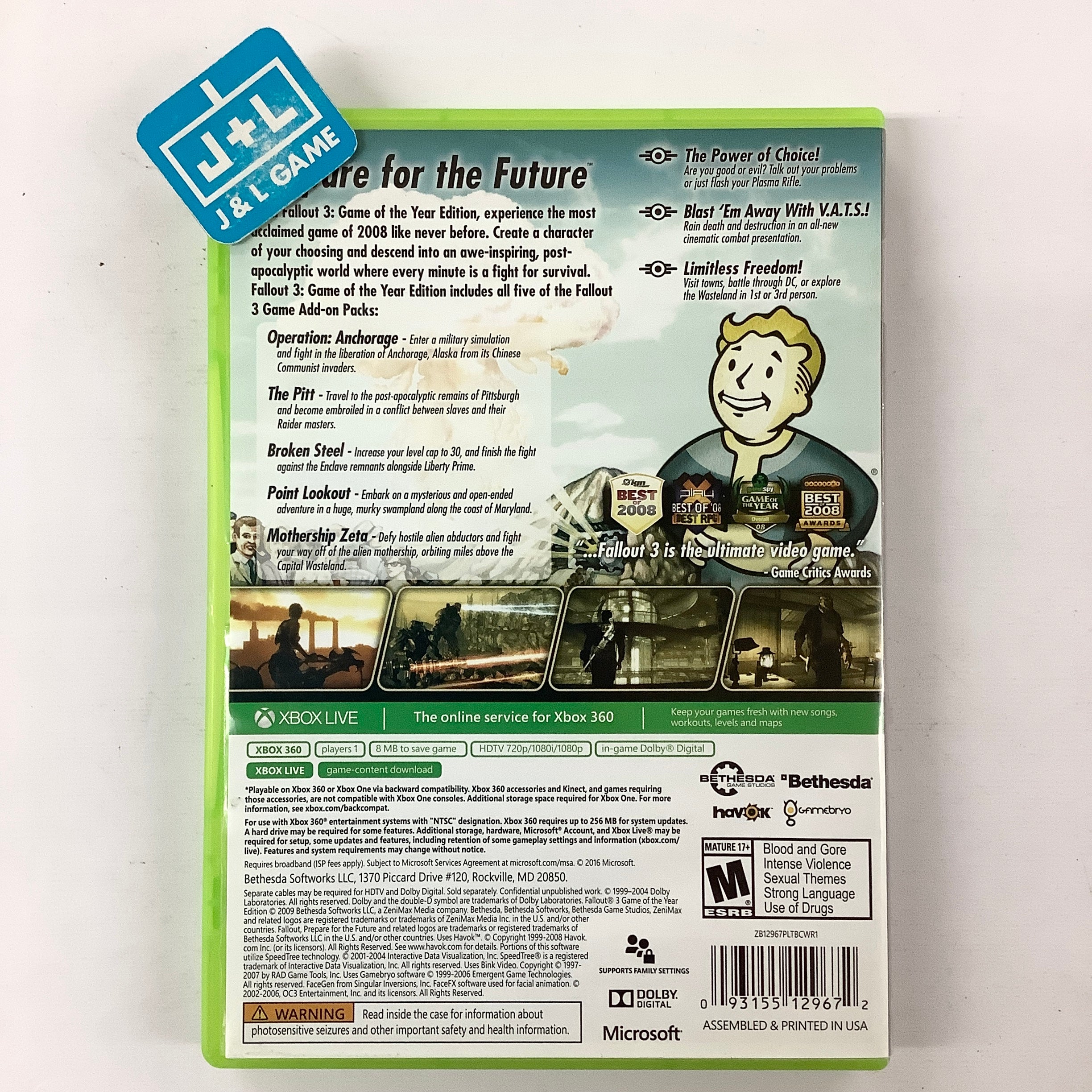 Fallout 3: Game of the Year Edition - (XB1) Xbox One & Xbox 360 [Pre-Owned] Video Games Bethesda Softworks   