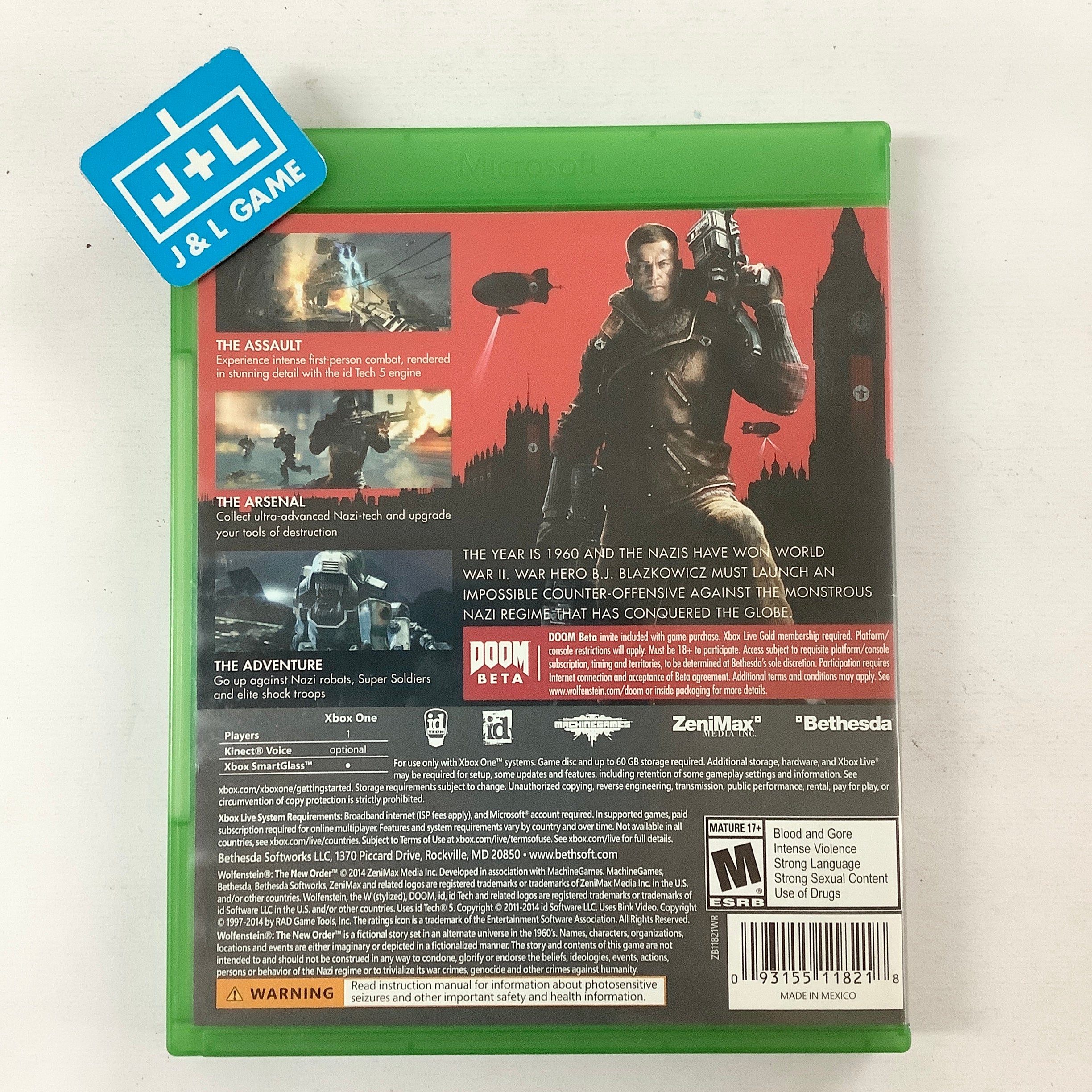 Wolfenstein: The New Order - (XB1) Xbox One [Pre-Owned] Video Games Bethesda Softworks   