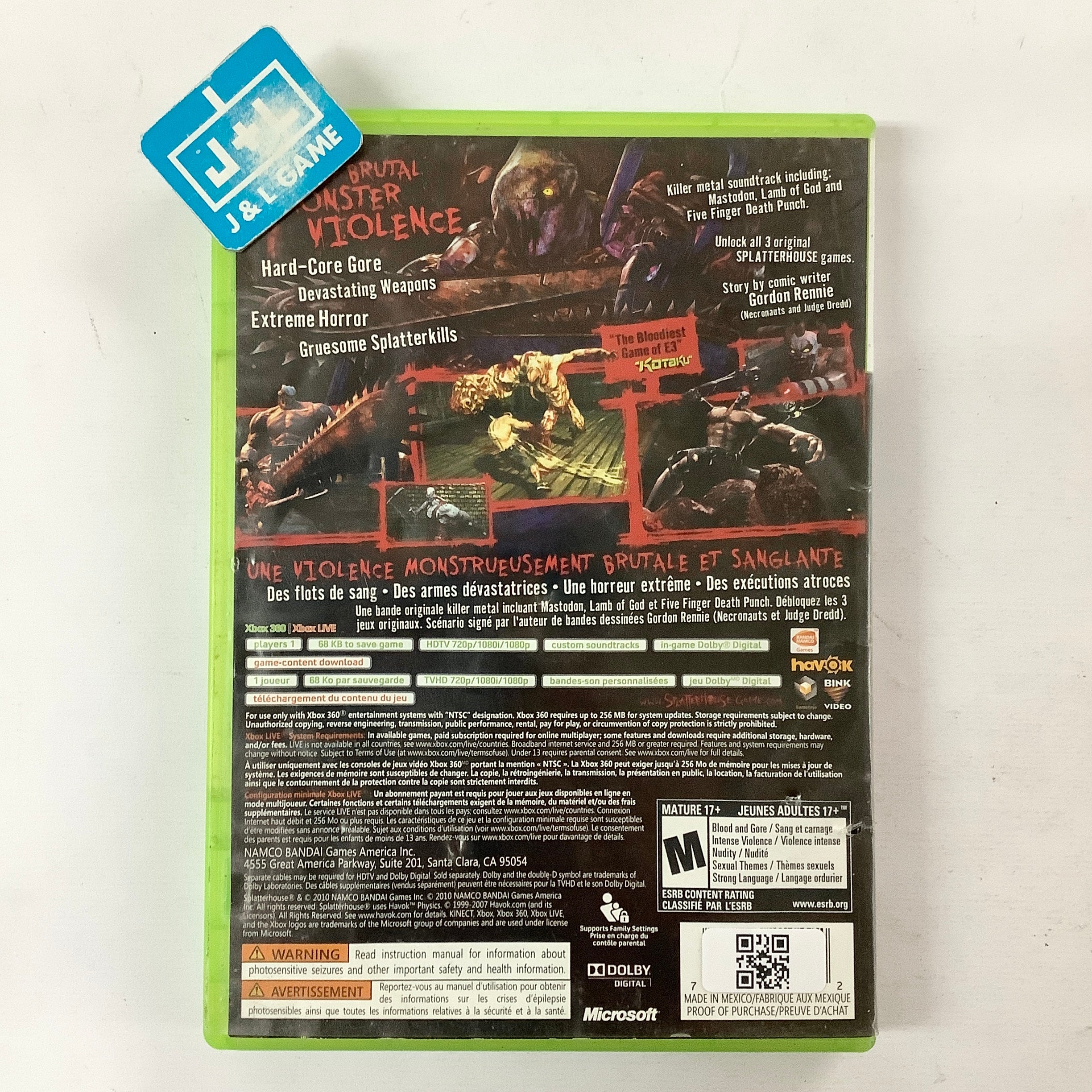 Splatterhouse - Xbox 360 [Pre-Owned] Video Games Namco Bandai Games   