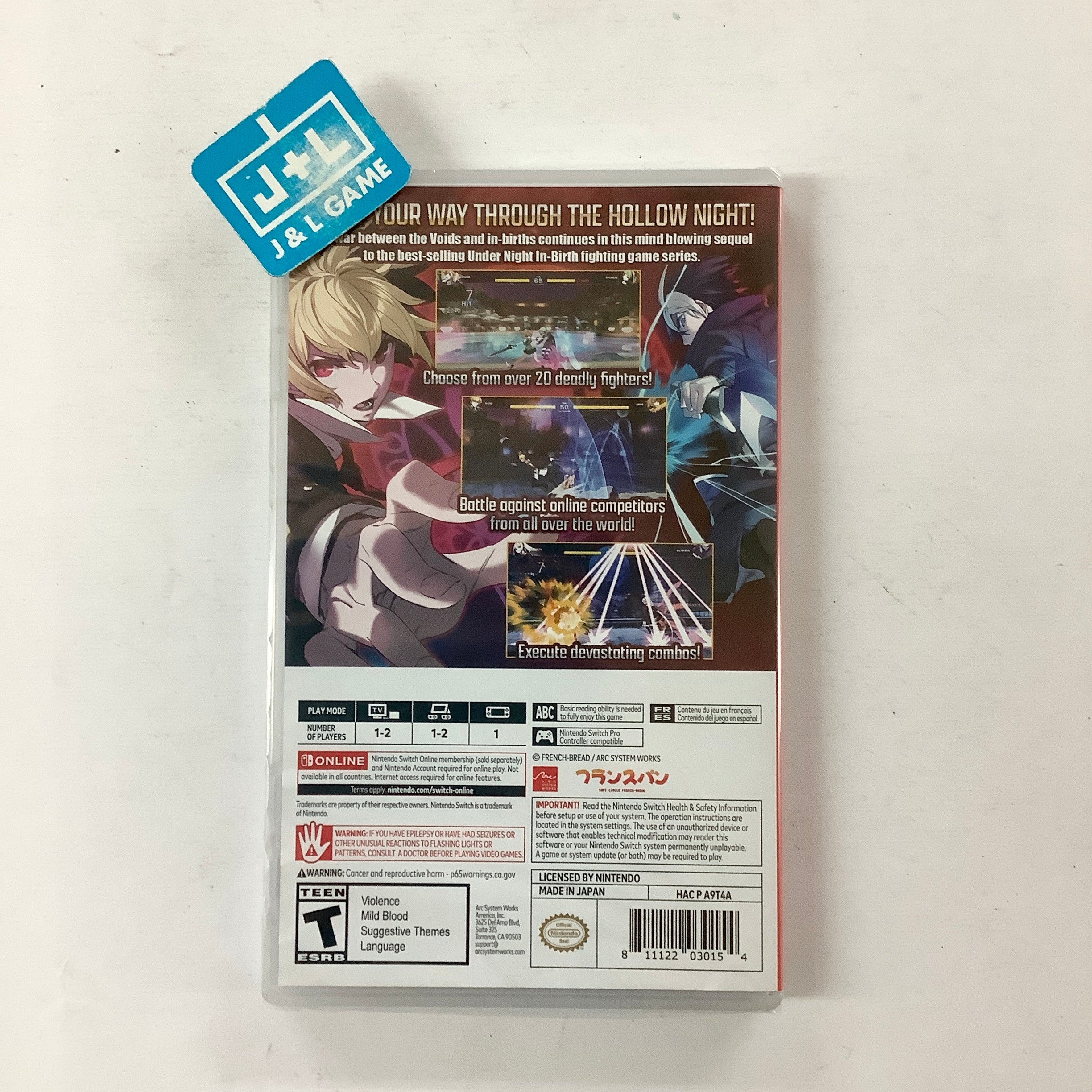 UNDER NIGHT IN-BIRTH II [Sys:Celes] - (NSW) Nintendo Switch Video Games Arc System Works   