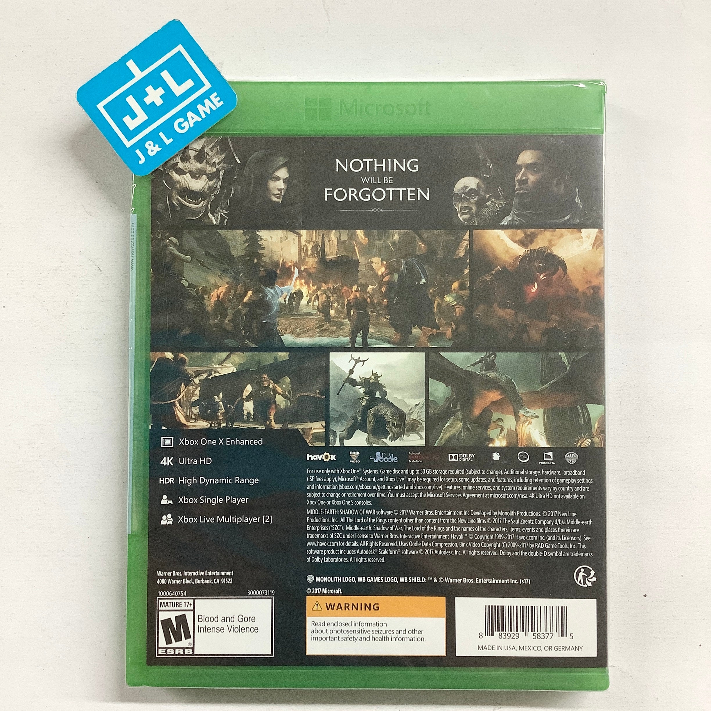 Middle-earth: Shadow of War - (XB1) Xbox One Video Games Warner Bros. Interactive Entertainment   