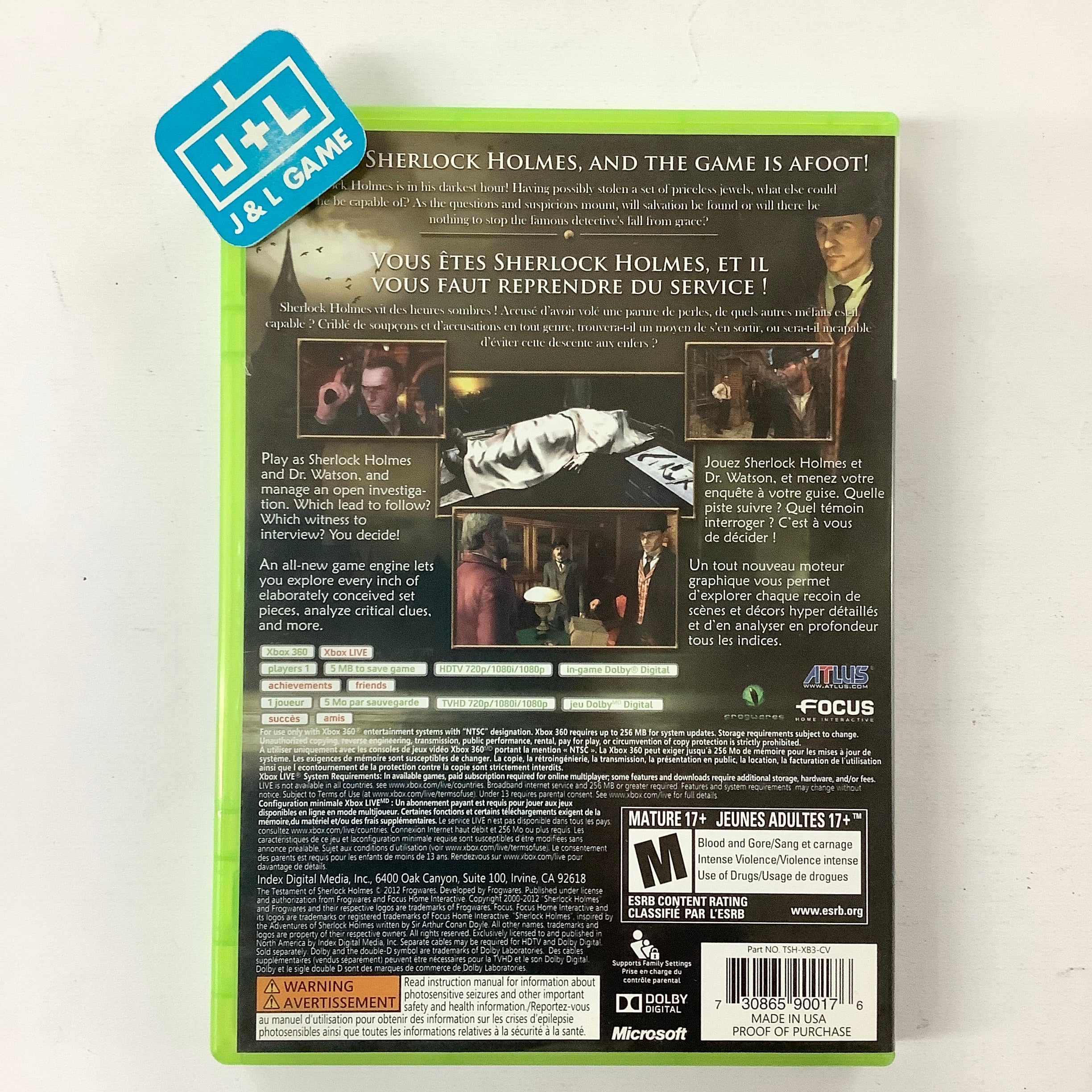 The Testament of Sherlock Holmes - Xbox 360 [Pre-Owned] Video Games Atlus   