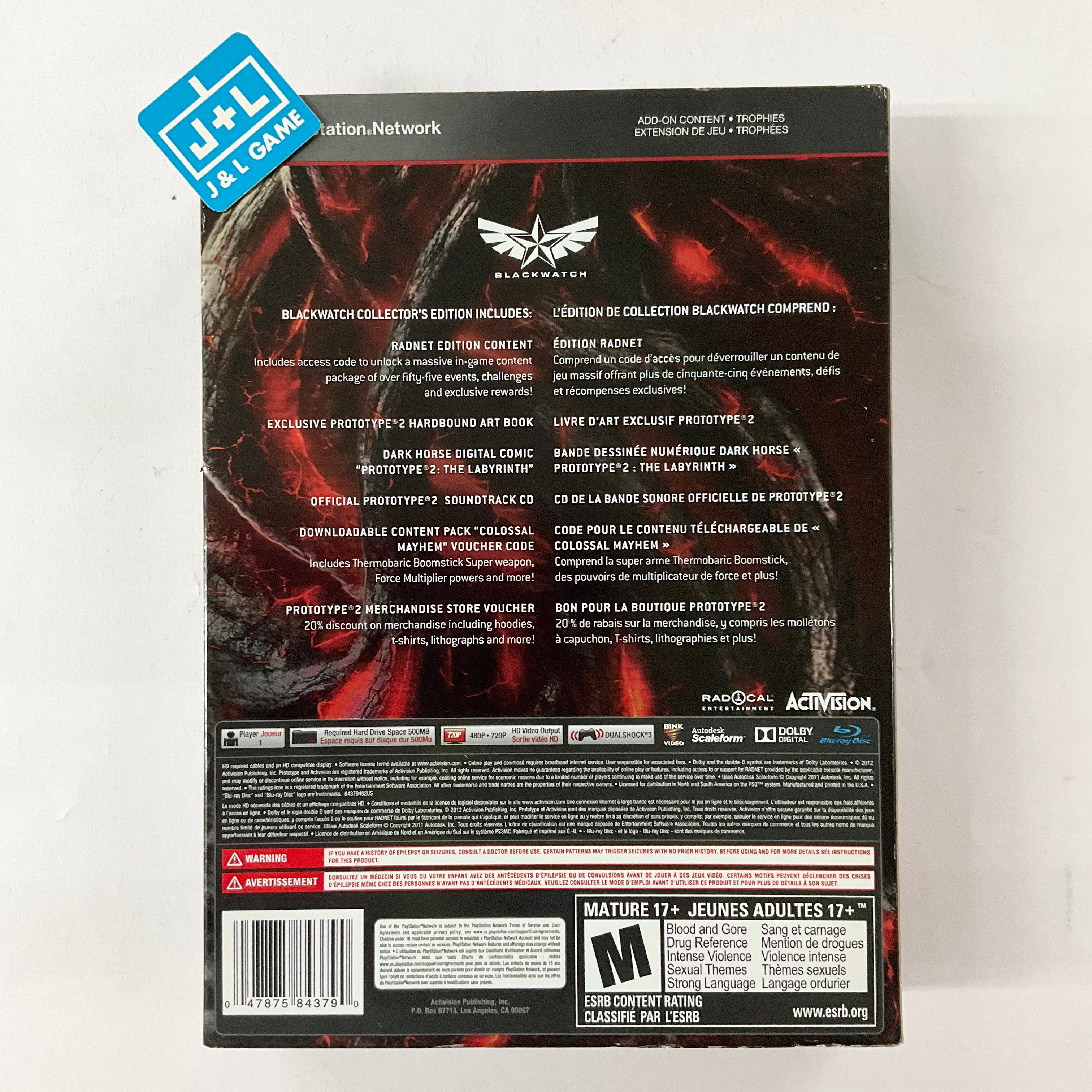 Prototype 2 (Blackwatch Collector's Edition) - (PS3) Playstation 3 [Pre-Owned] Video Games ACTIVISION   