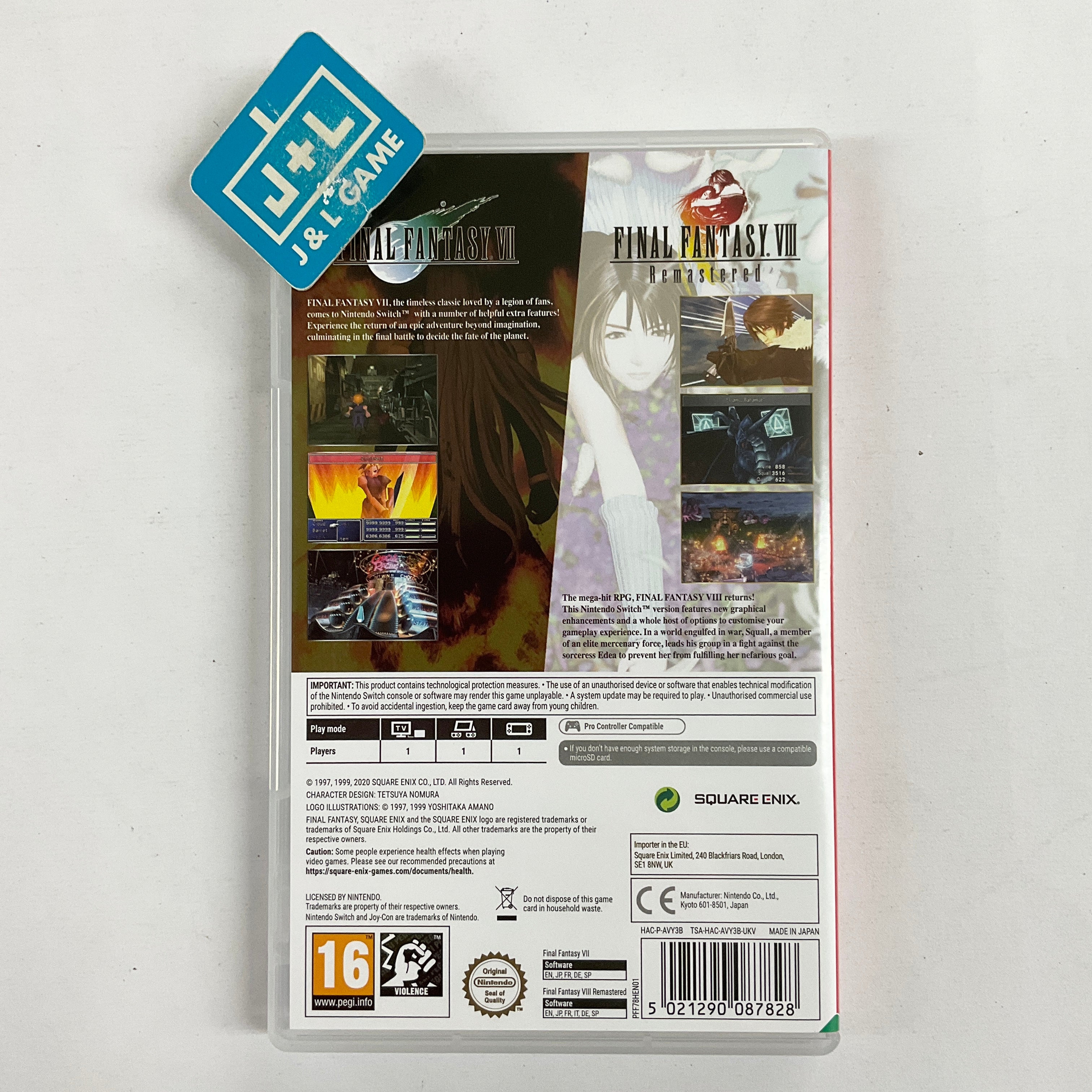 Final Fantasy VII & Final Fantasy VIII Remastered Twin Pack - (NSW) Nintendo Switch [Pre-Owned] (European Import) Video Games Square Enix   