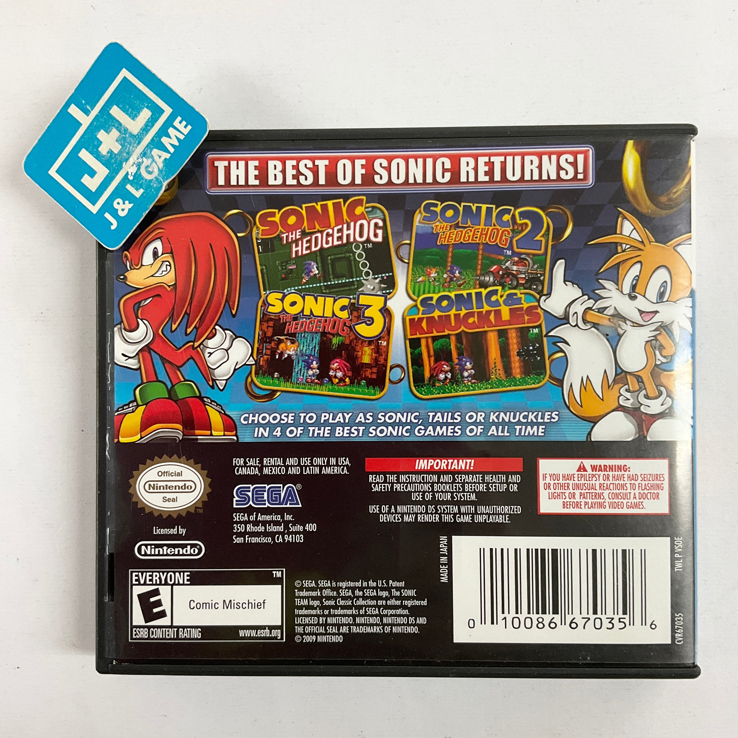 Sonic Classic Collection - (NDS) Nintendo DS [Pre-Owned] Video Games Sega   