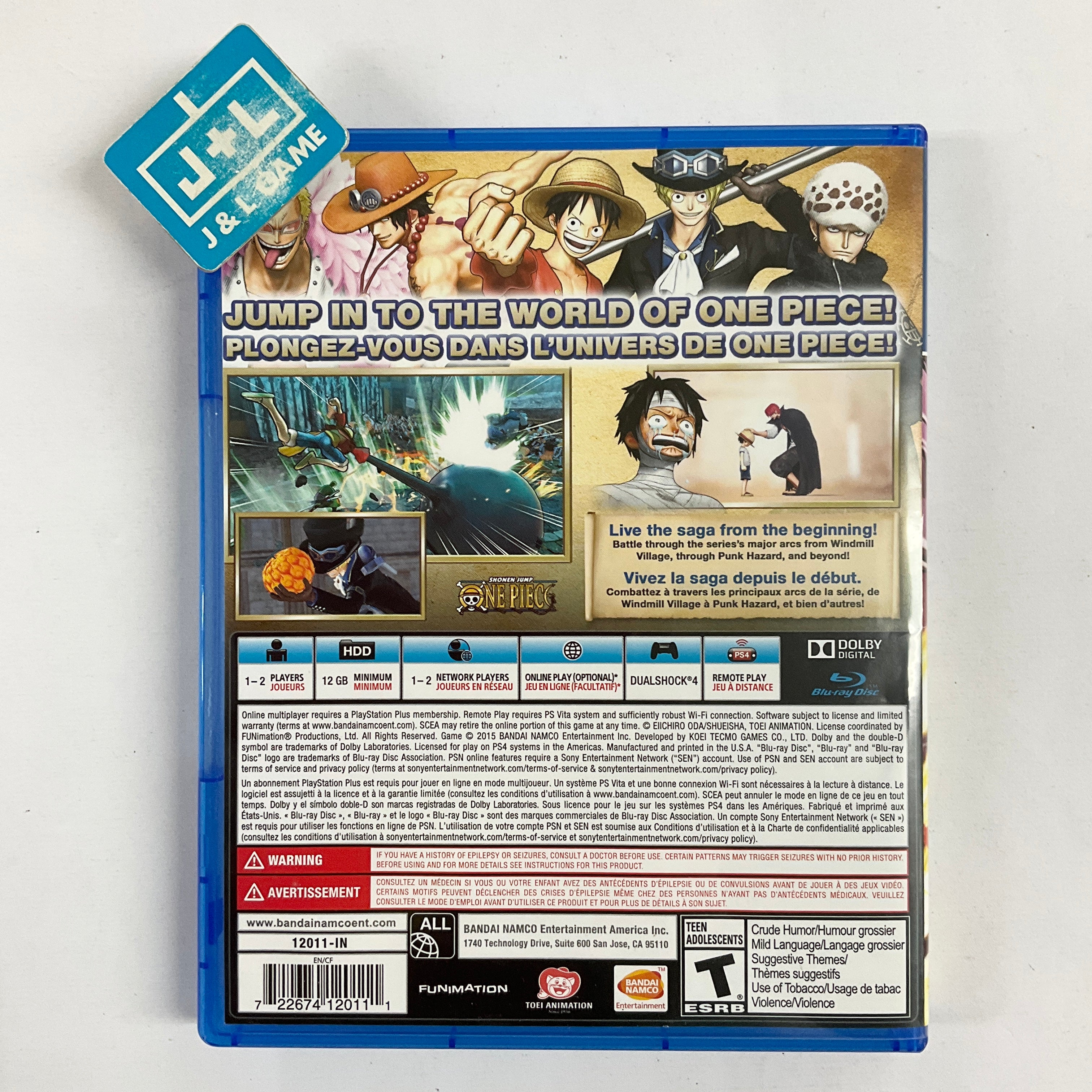 One Piece: Pirate Warriors 3 - (PS4) PlayStation 4 [Pre-Owned] Video Games Bandai Namco Games   