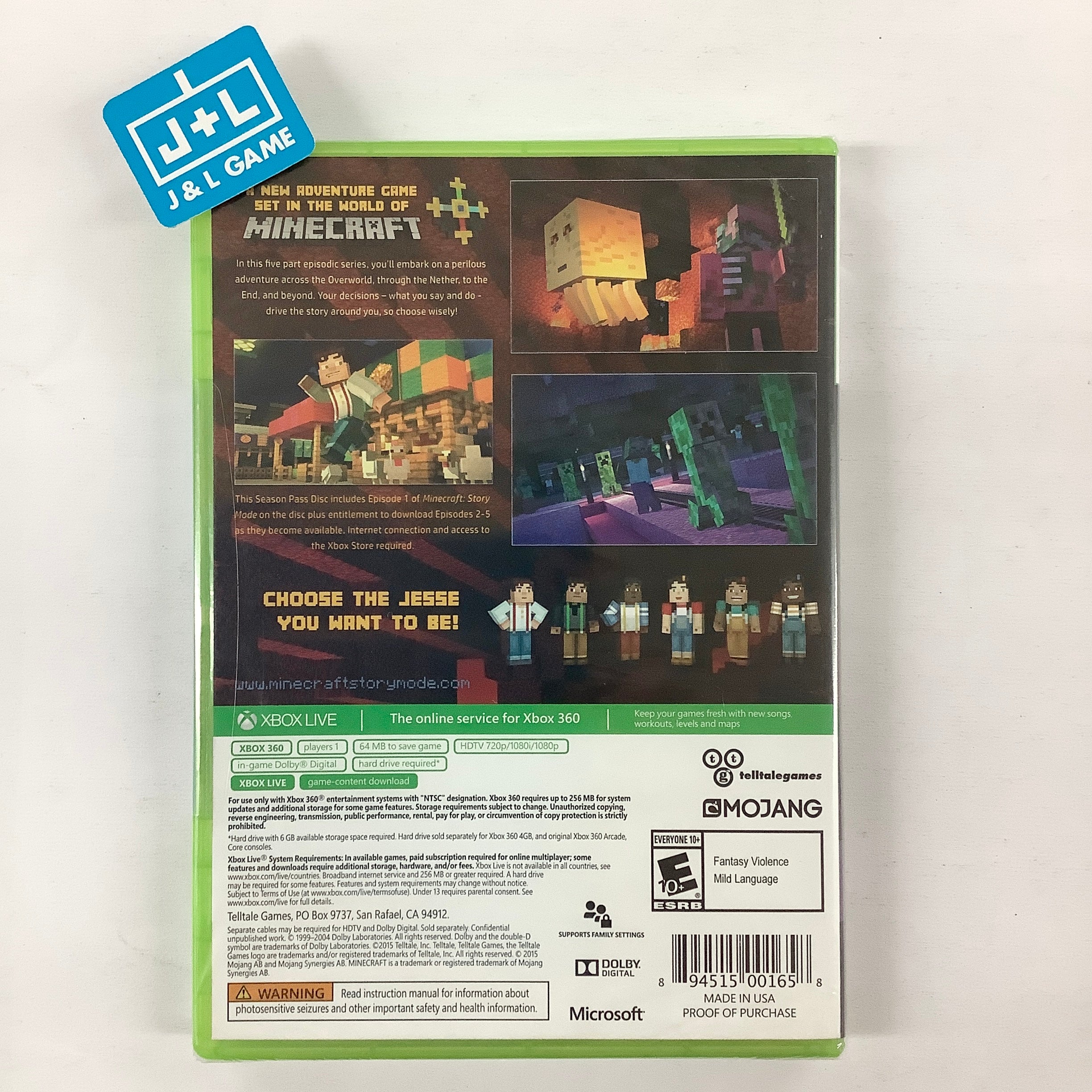 Minecraft: Story Mode - Season Pass Disc - Xbox 360 Video Games Telltale Games   