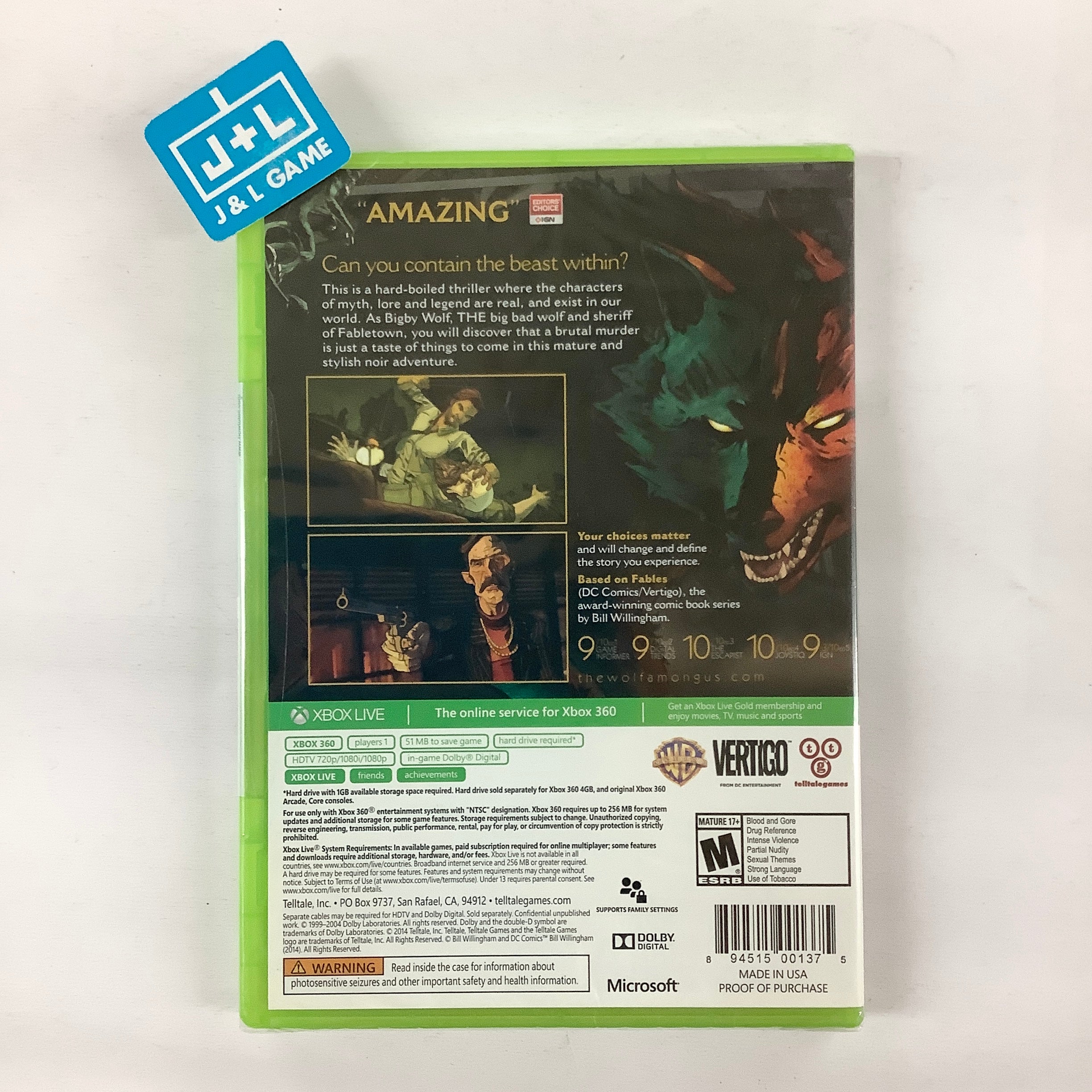 The Wolf Among Us - Xbox 360 Video Games Telltale Games   