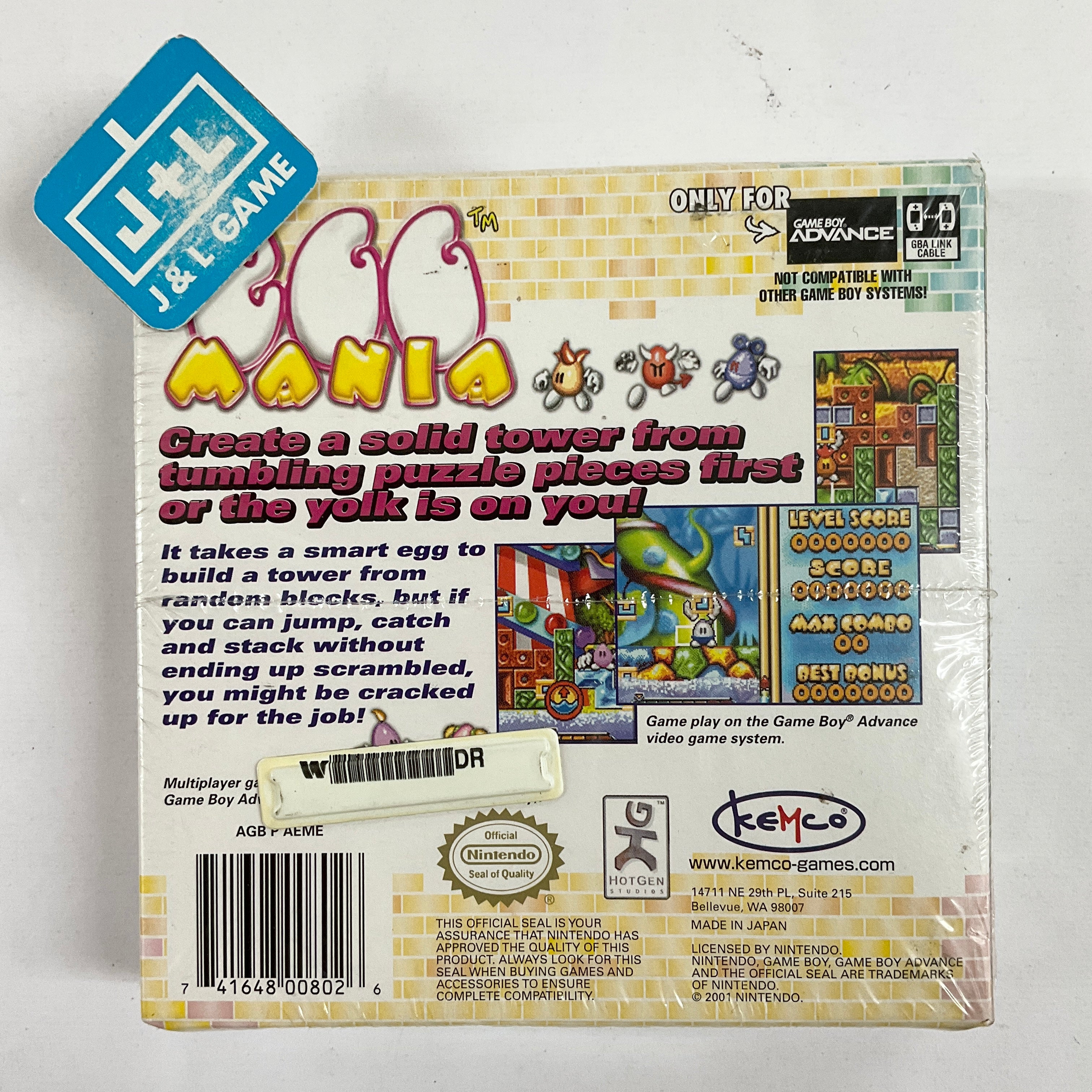 Egg Mania - (GBA) Game Boy Advance Video Games Kemco   