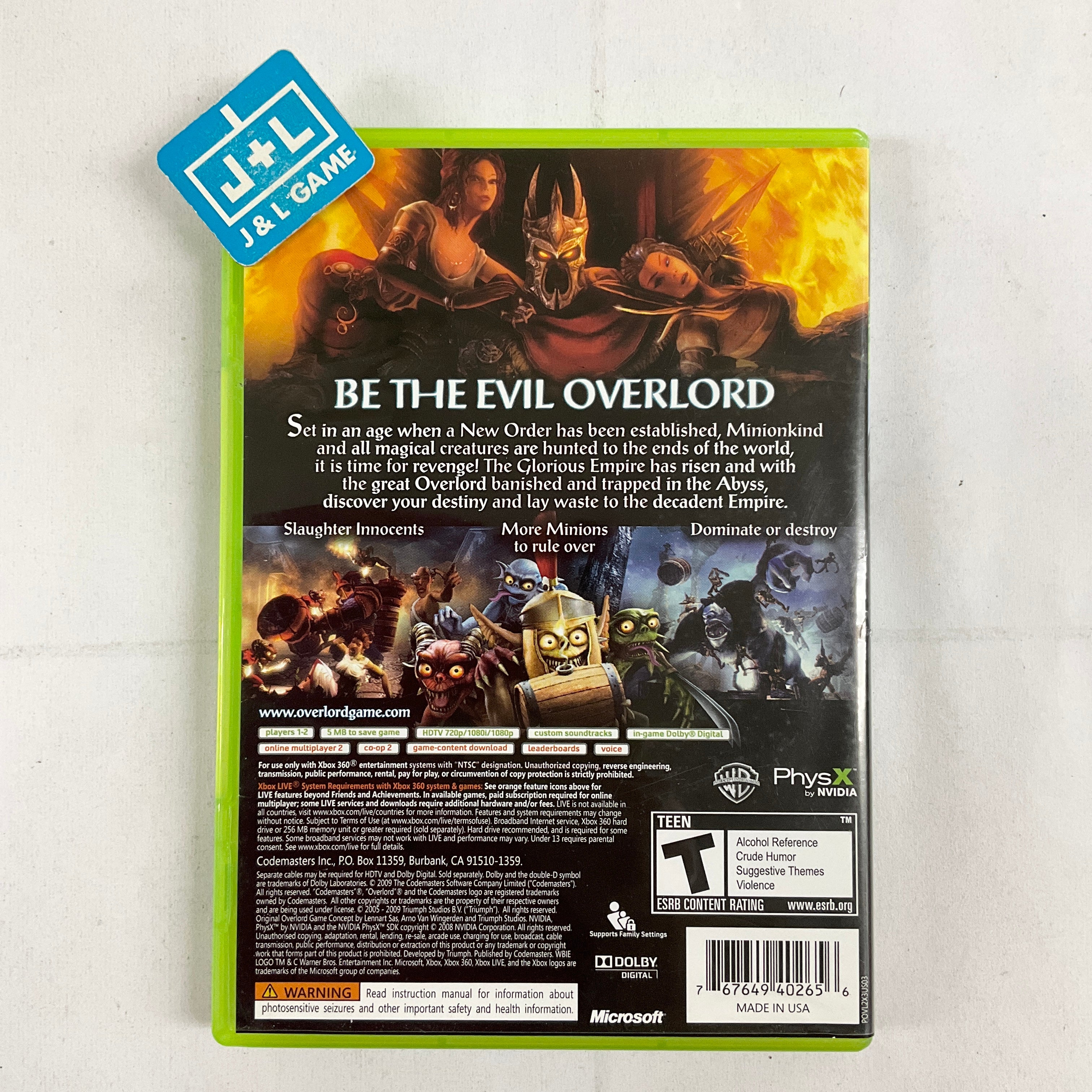 Overlord II - Xbox 360 [Pre-Owned] Video Games Codemasters   