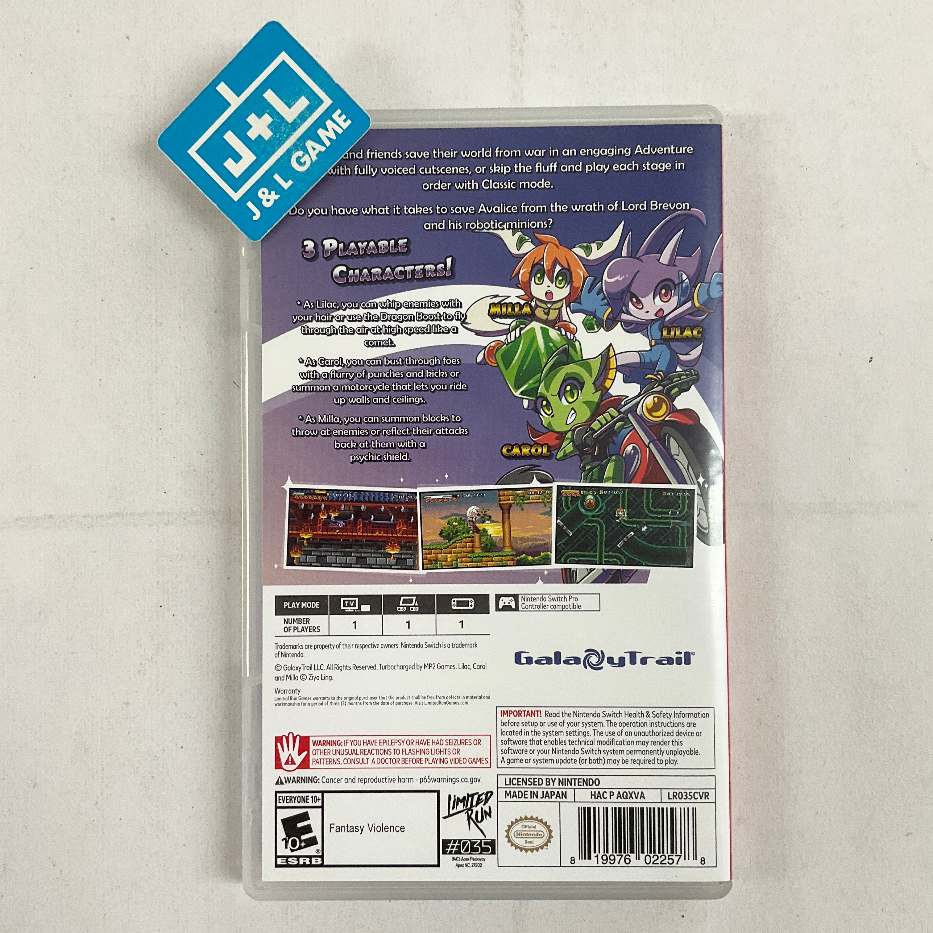 Freedom Planet (Limited Run #035) - (NSW) Nintendo Switch [Pre-Owned] Video Games Limited Run Games   