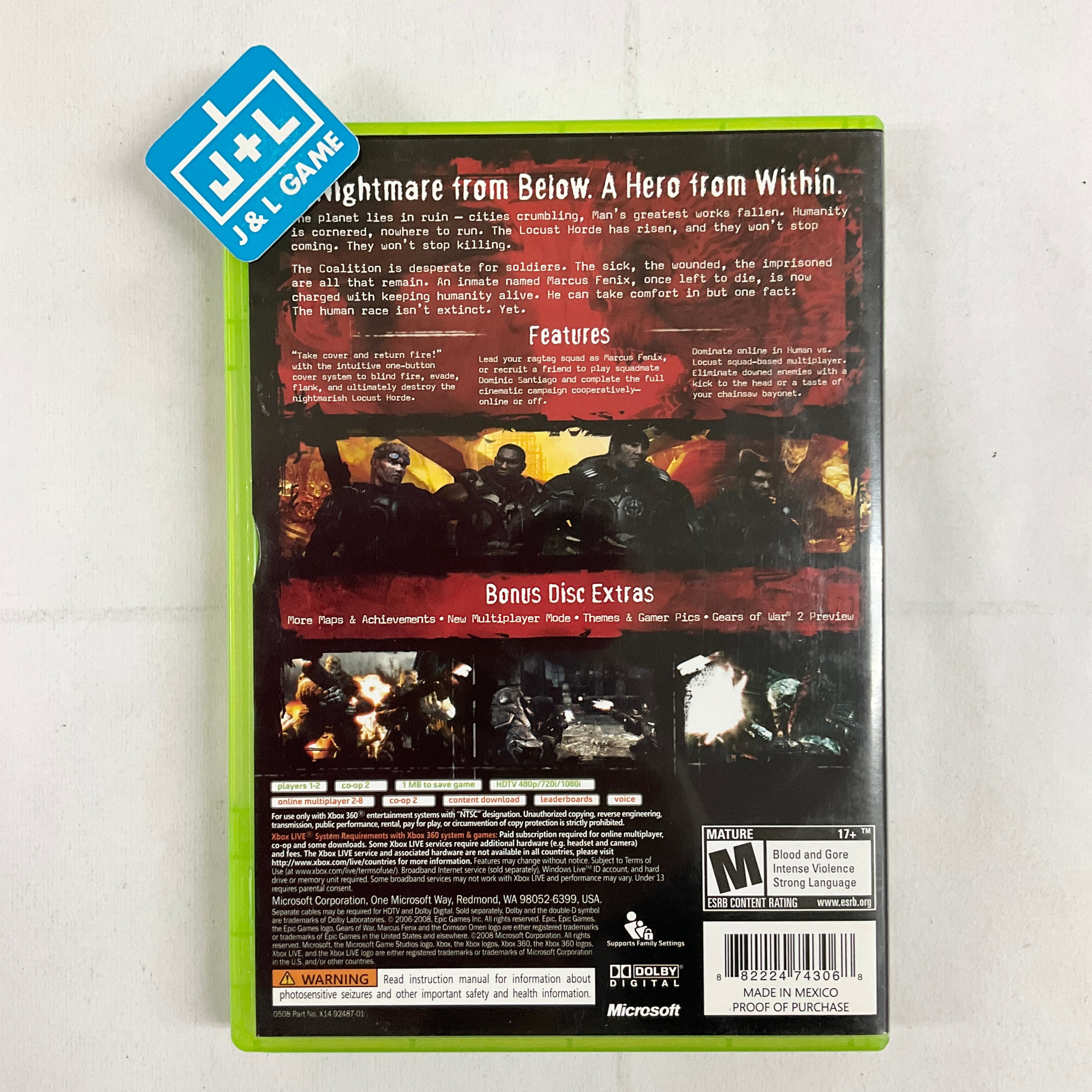 Gears of War (with Bonus Disc) - Xbox 360 [Pre-Owned] Video Games Microsoft   