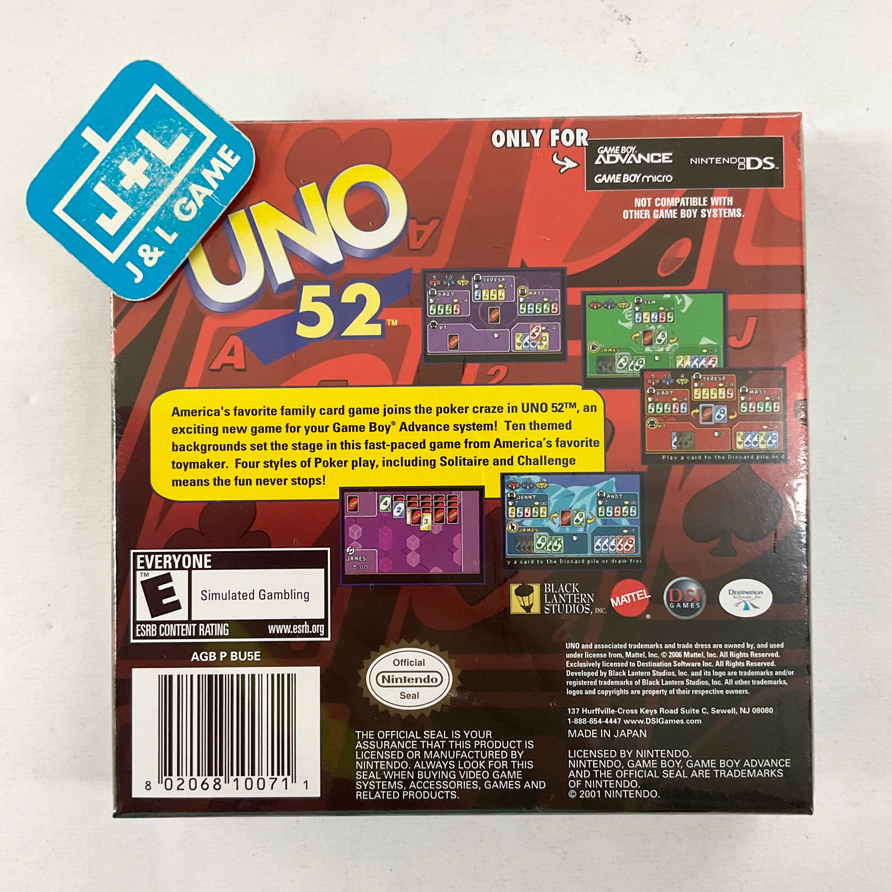 Uno 52 - (GBA) Game Boy Advance Video Games DSI Games   