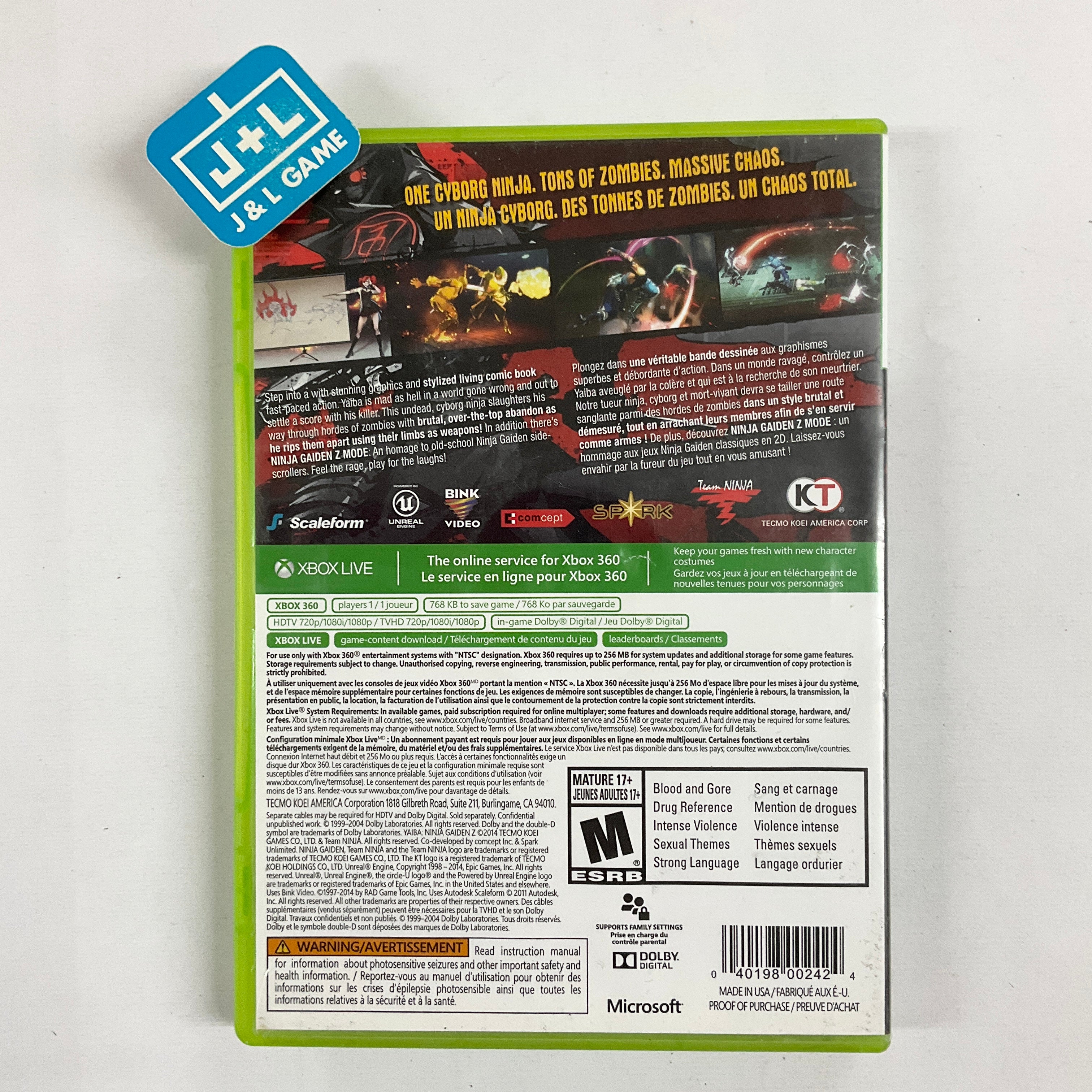 Yaiba: Ninja Gaiden Z - Xbox 360 [Pre-Owned] Video Games Tecmo Koei Games   