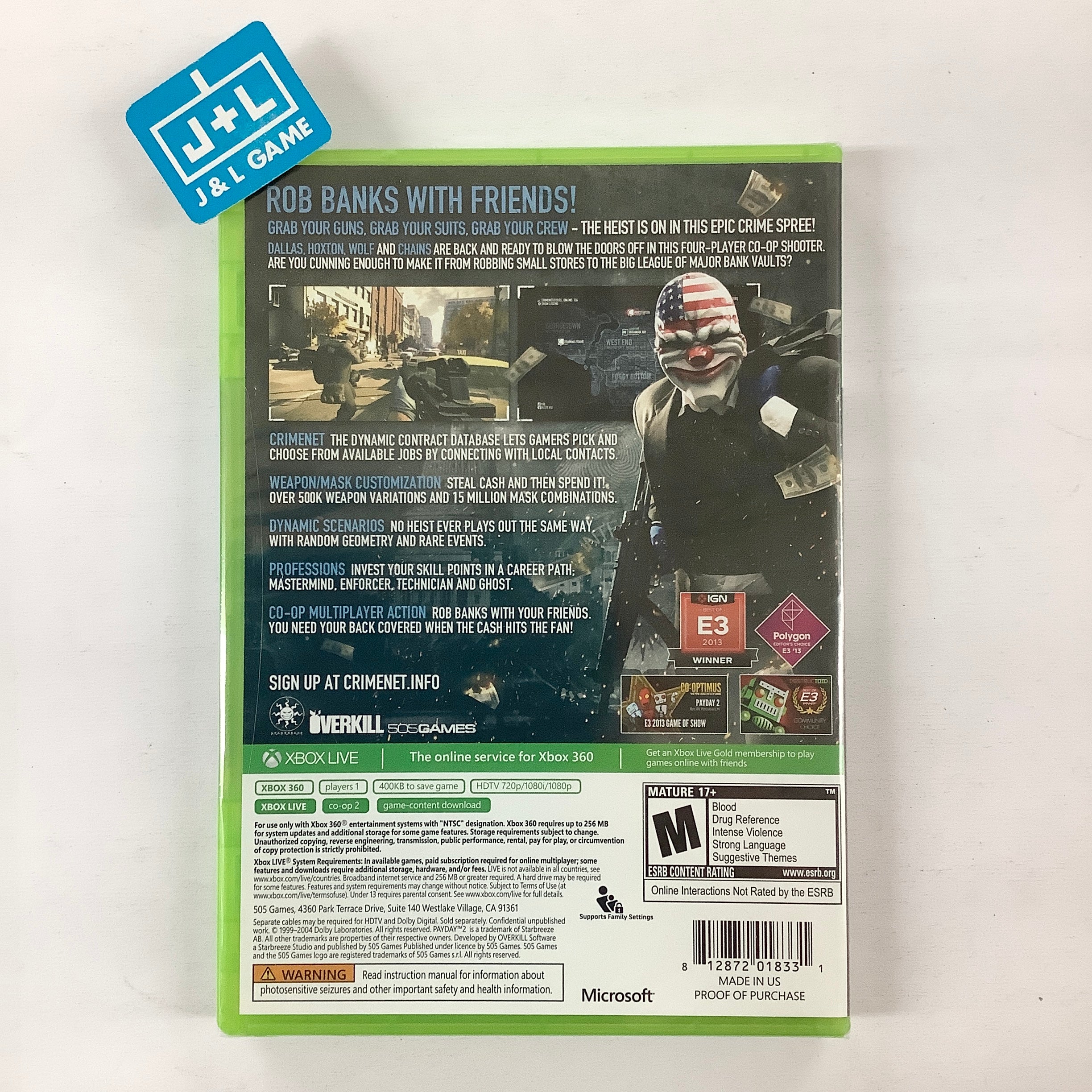 Payday 2: Safecracker Edition - Xbox 360 Video Games 505 Games   