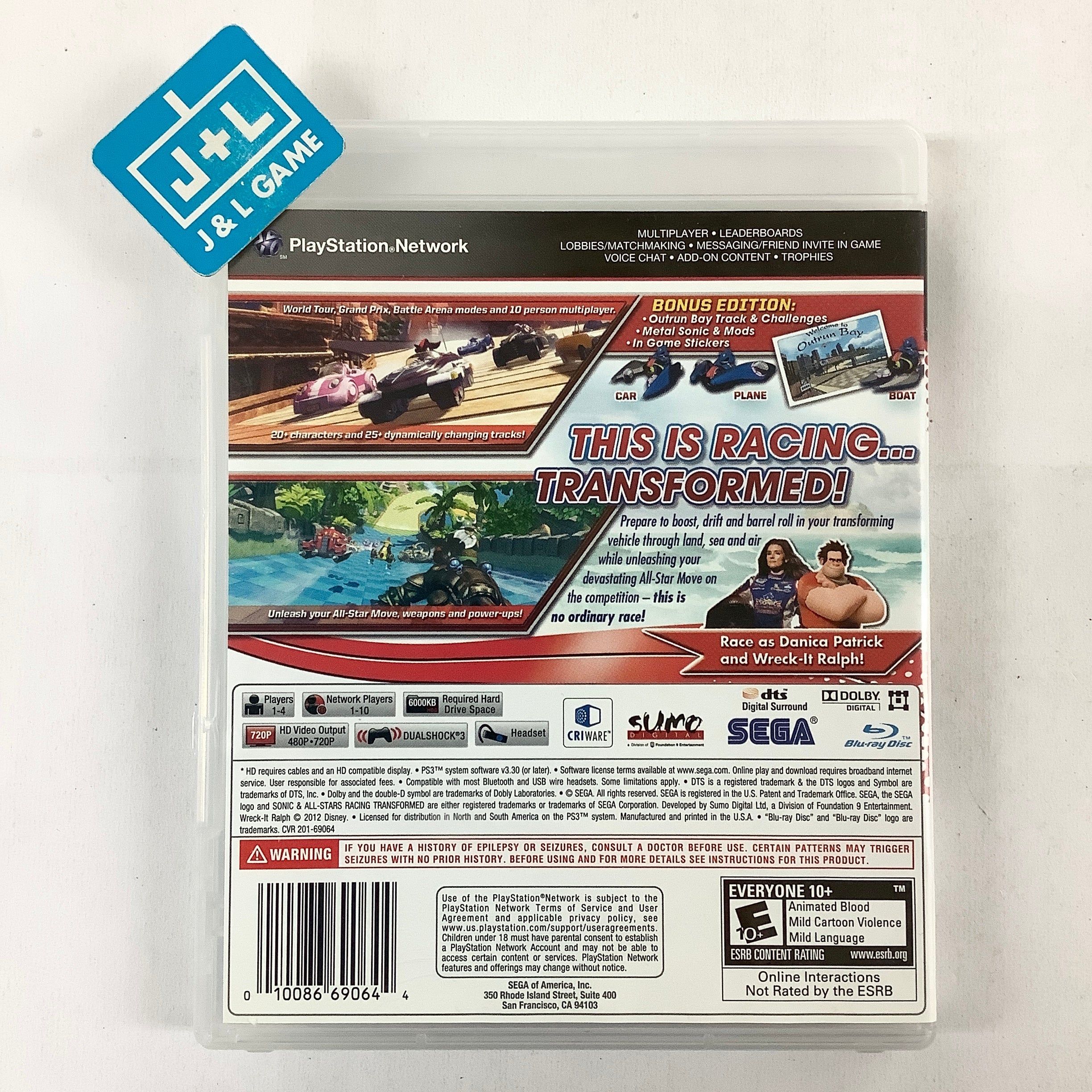 Sonic & All-Stars Racing Transformed (Bonus Edition) - (PS3) PlayStation 3 [Pre-Owned] Video Games Sega   