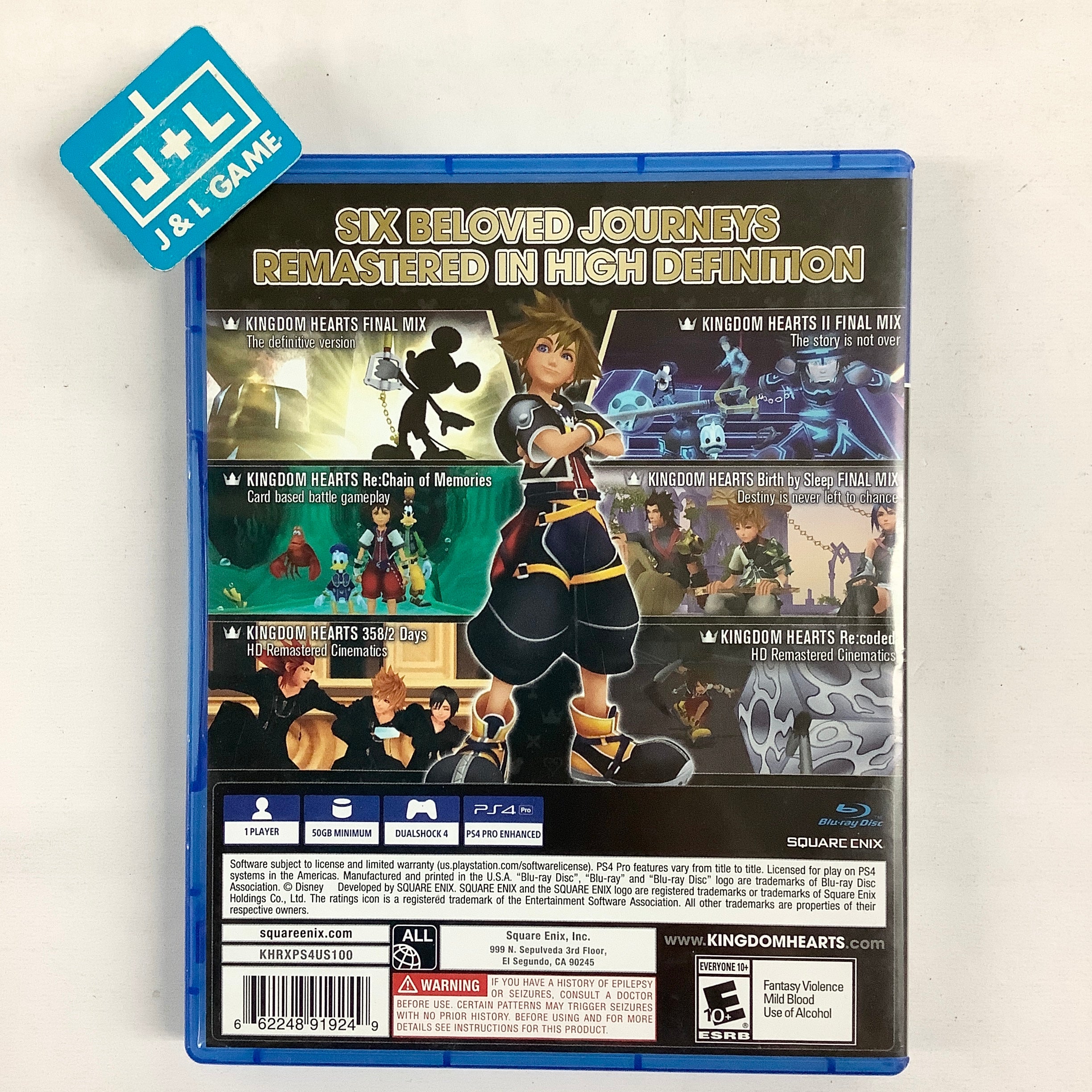 Kingdom Hearts HD I.5 + II.5 Remix - PlayStation 4 [Pre-Onwed] Video Games Square Enix   