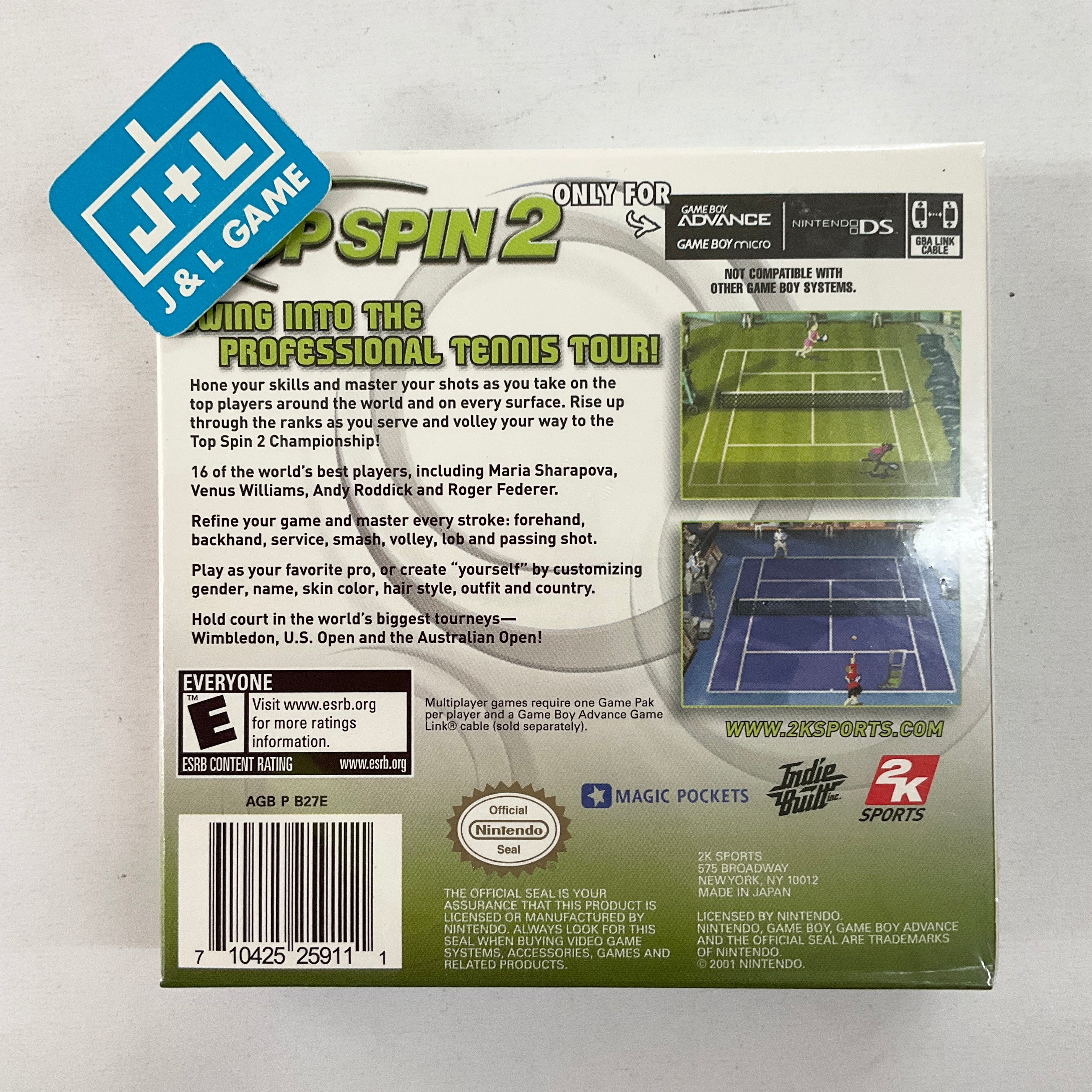 Top Spin 2 - (GBA) Game Boy Advance Video Games 2K Sports   